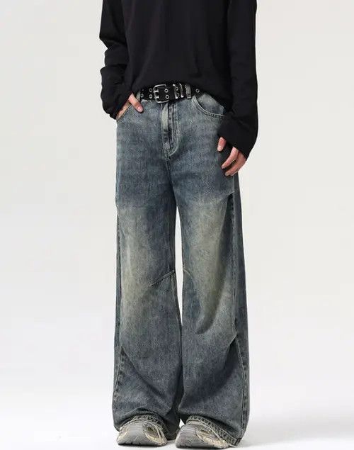 Japanese Brand Pants Distressed straight men's retro loose baggy jeans Size US 32 / EU 48 - 3 Thumbnail