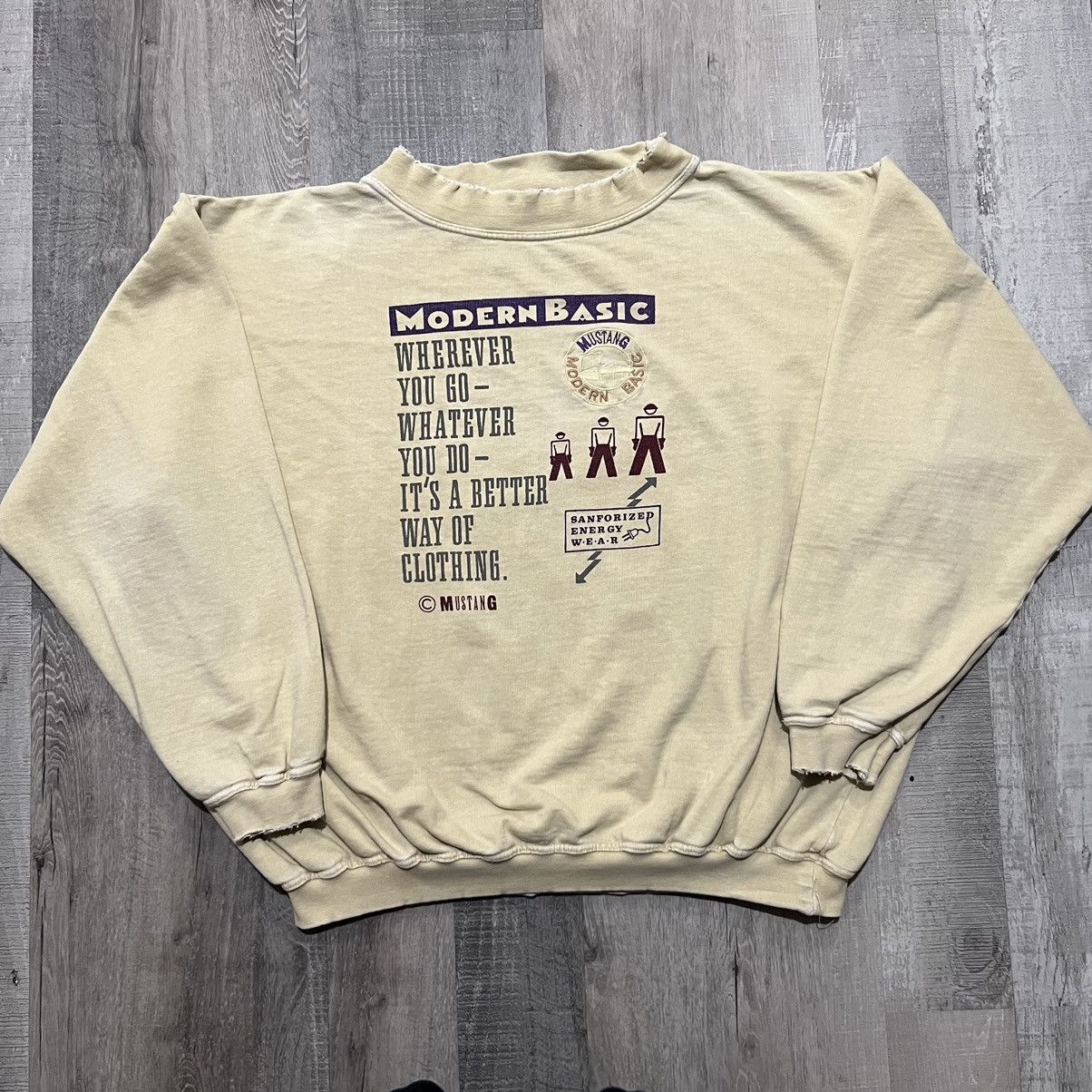 Vintage VTG Mustang Modern Basic Faded Yellow Sanforized Sweatshirt Size US XXL / EU 58 / 5 - 1 Thumbnail