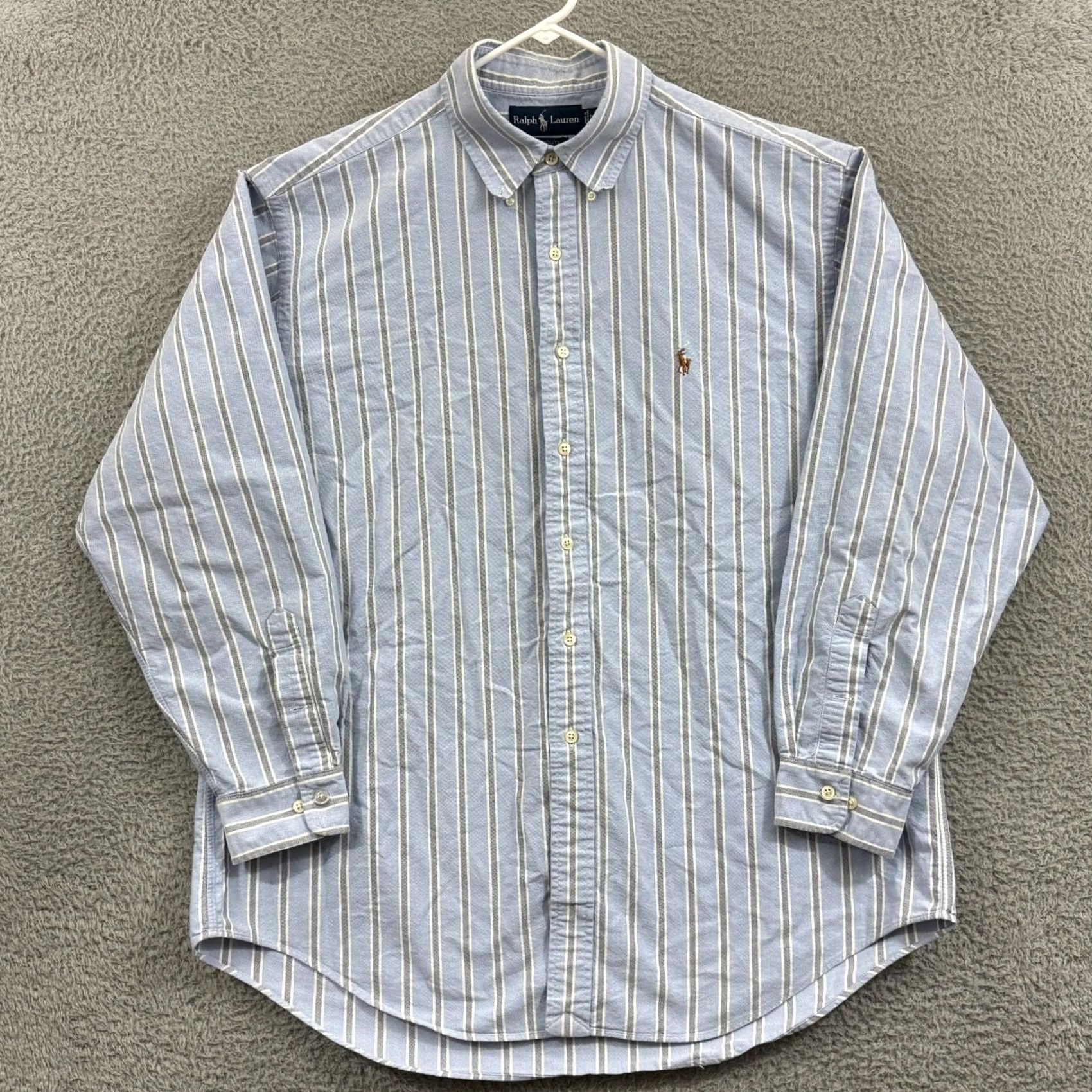 Ralph Lauren Ralph Lauren Yarmouth Shirt Men XL Blue Oxford Stripe Long Sleeve Button Pony Dress Vintage Mens Size US XL / EU 56 / 4 - 2 Thumbnail