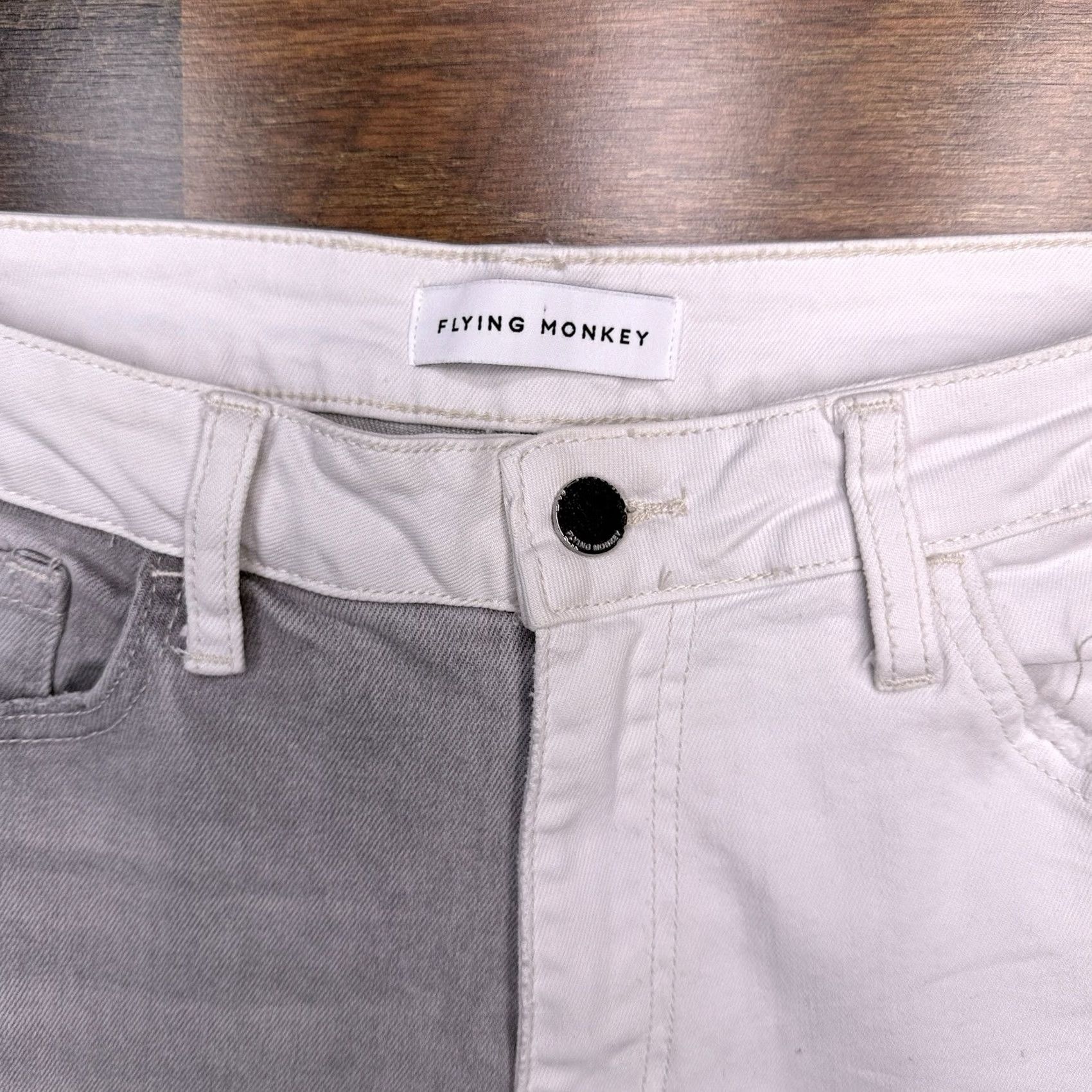 Vintage Flying Monkey Jeans Ankle Womens 29 Gray White Mid Rise Stretch Regular 5-Pocket City Jeans Womens Mens Girls Size 29" - 4 Thumbnail