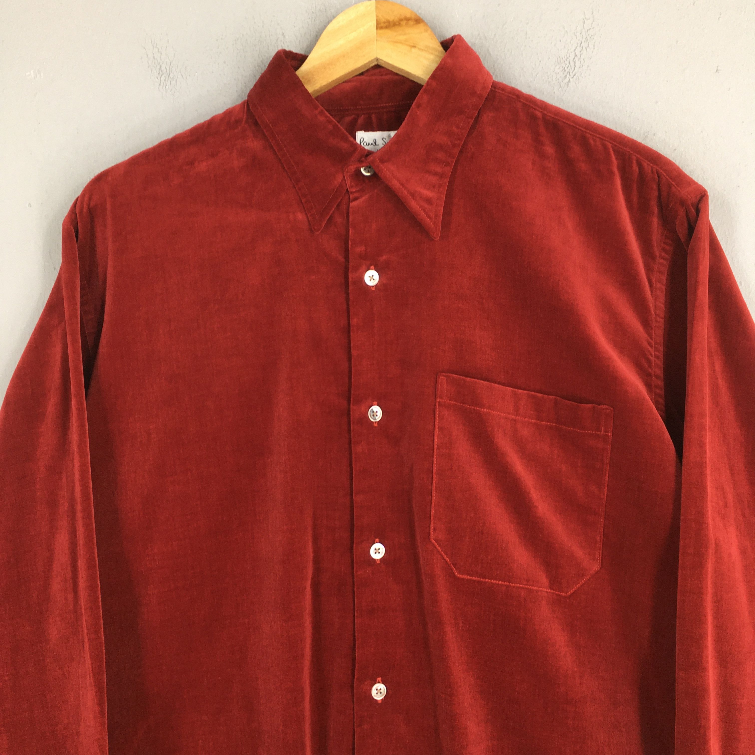 Paul Smith Vintage Paul Smith London Red Velvet Shirt Medium Size US M / EU 48-50 / 2 - 2 Thumbnail