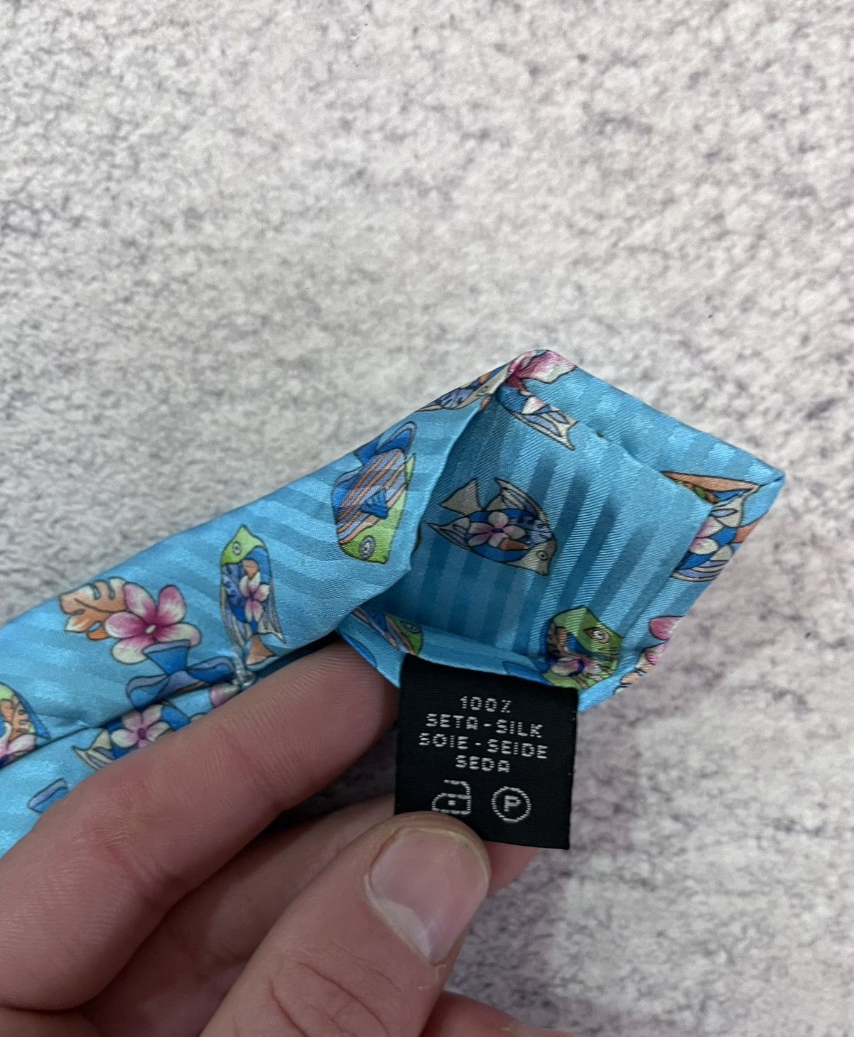 Leonard Paris Leonard Paris Tie 100%Silk Monogram Fish Floral MadeInItaly Size ONE SIZE - 6 Thumbnail