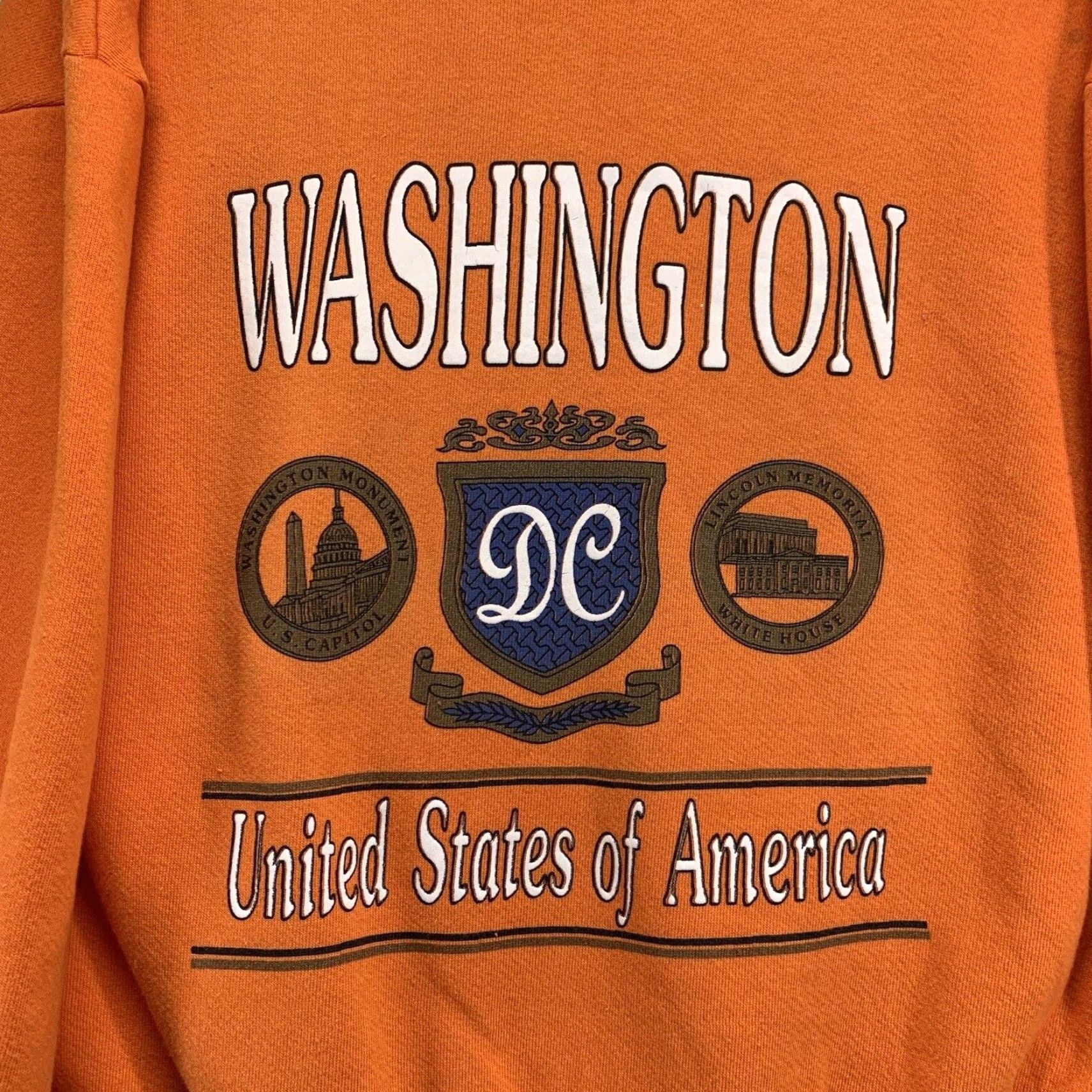 Hope VINTAGE Washington DC Sweatshirt Mens L/M BOXY Fit Orange Logo Crew Neck Pullover Long Sleeve Cotton Polyester Fleece Travel 90s 80s Souvenir Size US L / EU 52-54 / 3 - 2 Thumbnail
