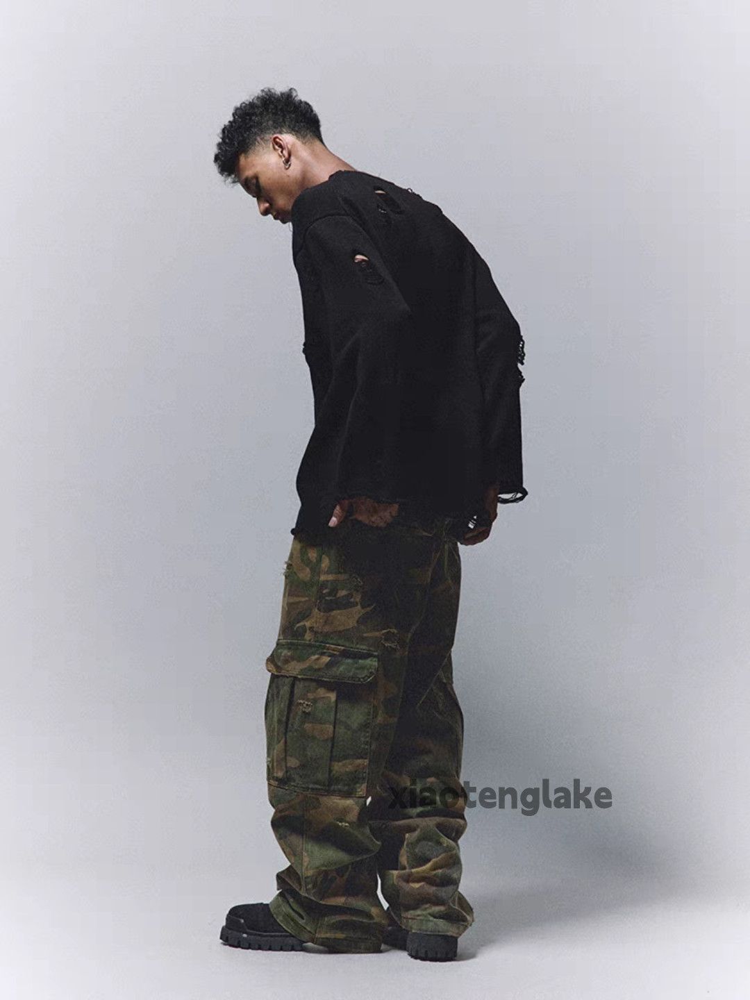 Vintage Utility loose baggy skate hiphop ripped camo pants Size US 32 / EU 48 - 4 Thumbnail