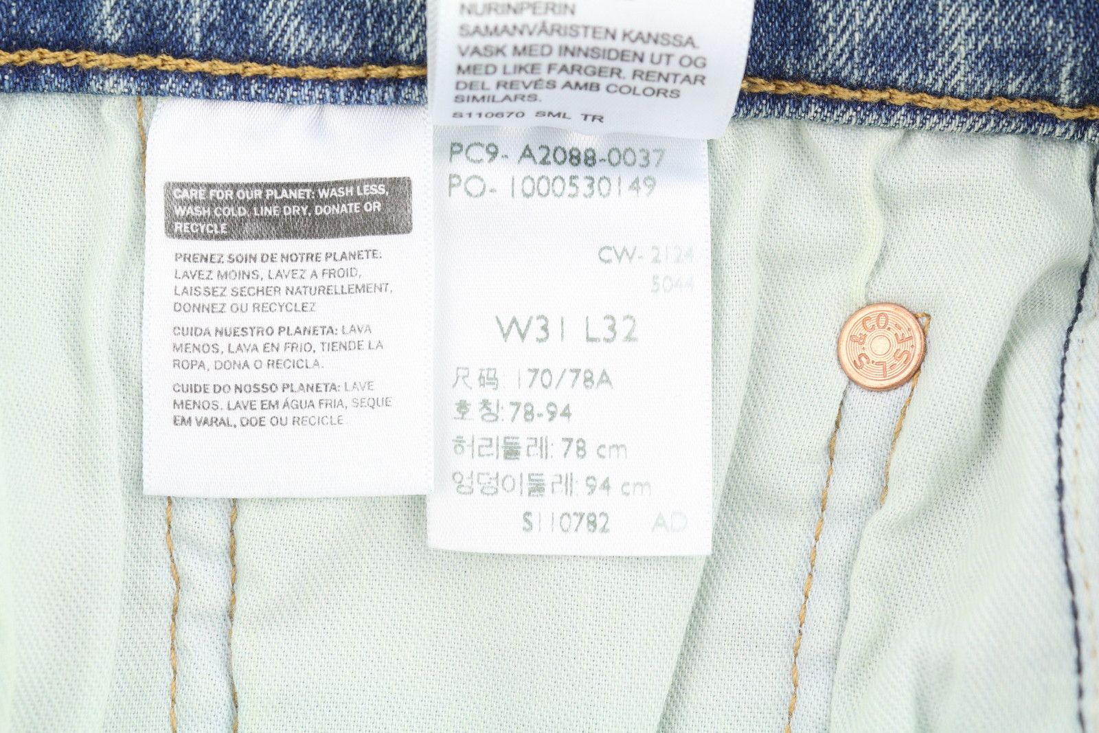 Levi's 502 W31/L32 Taper Zip Faded Blue Denim Jeans 87088 Size US 31 - 9 Thumbnail