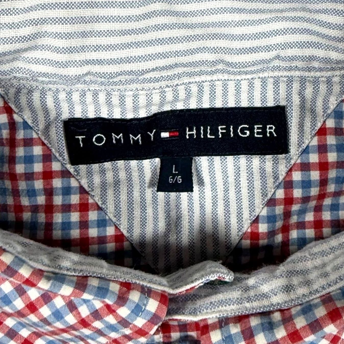 Tommy Hilfiger Tommy Hilfiger Button-Up Shirt Long Sleeve Cotton Check Blue Red White Large Mens Size US L / EU 52-54 / 3 - 3 Thumbnail