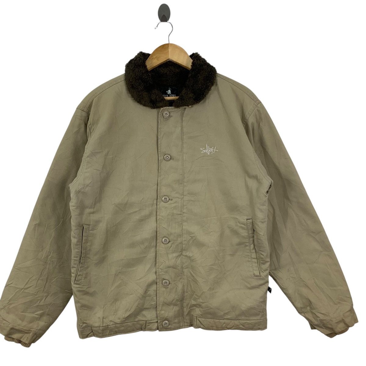 Vintage Vintage SOLJAH HAWAII Shearling Lining Chore Jacket Heavy Size US L / EU 52-54 / 3 - 5 Thumbnail