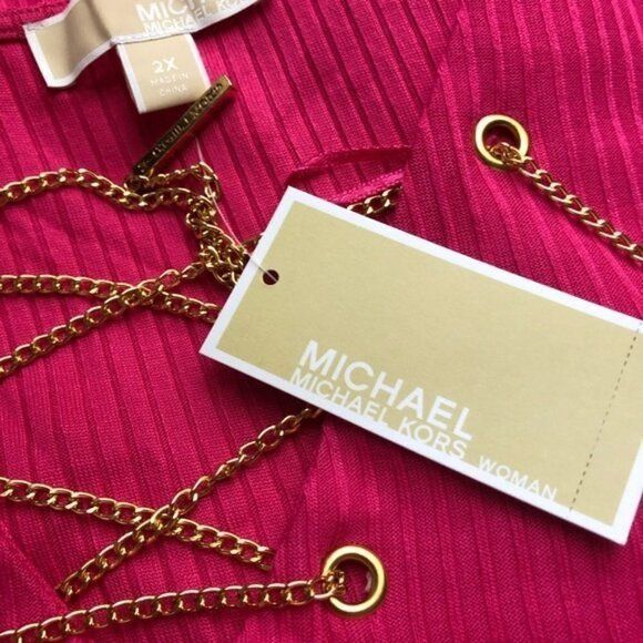 Michael Kors Michael Michael Kors Dress 2X NWT Gold Chain Lace-up V-neck Size XXL / US 16-18 / IT 52-54 - 3 Thumbnail