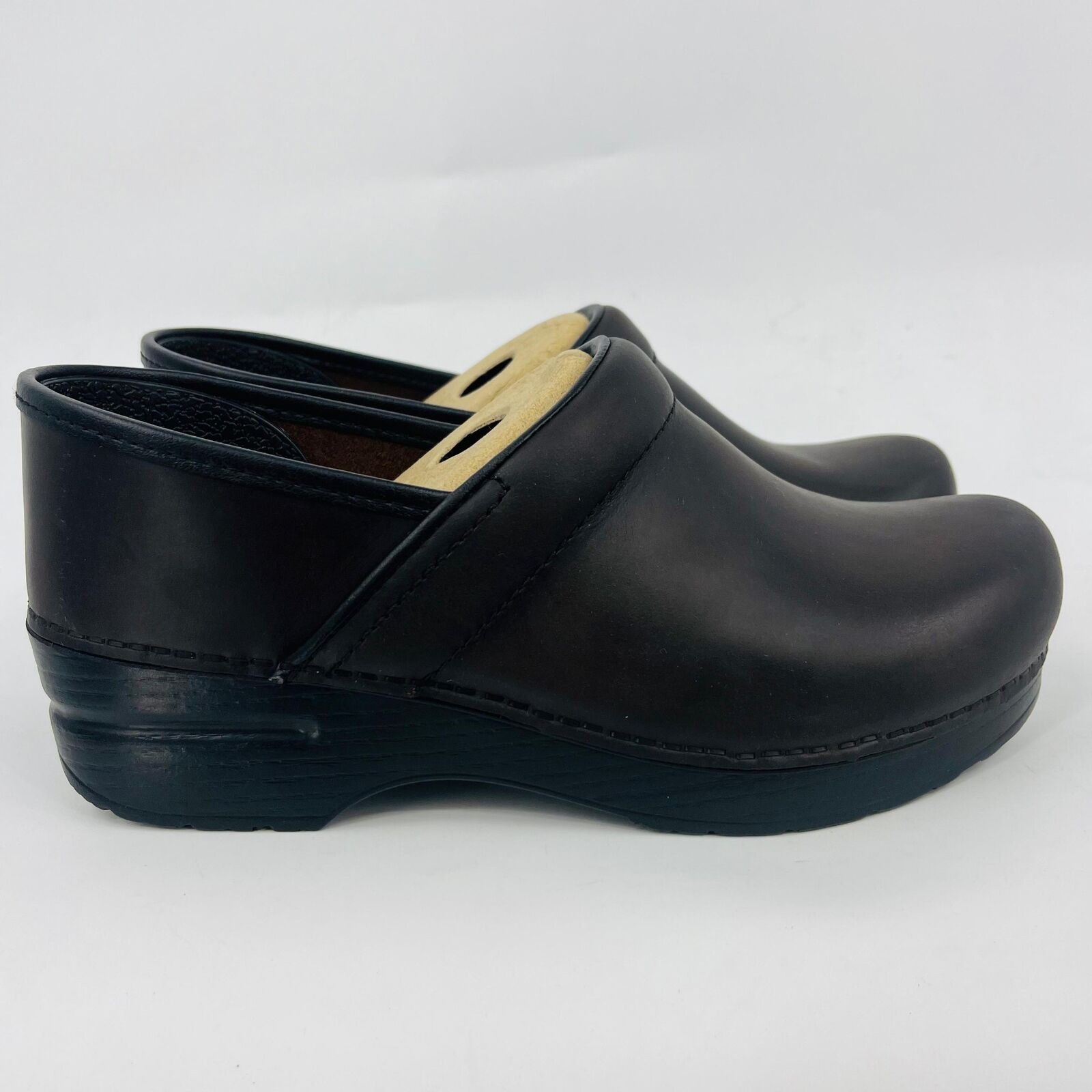 Dansko DANSKO WOMENS PROFESSIONAL BROWN/BLACK LEATHER CLOGS SZ 7.5B Size US 7.5 / IT 37.5 - 1 Thumbnail