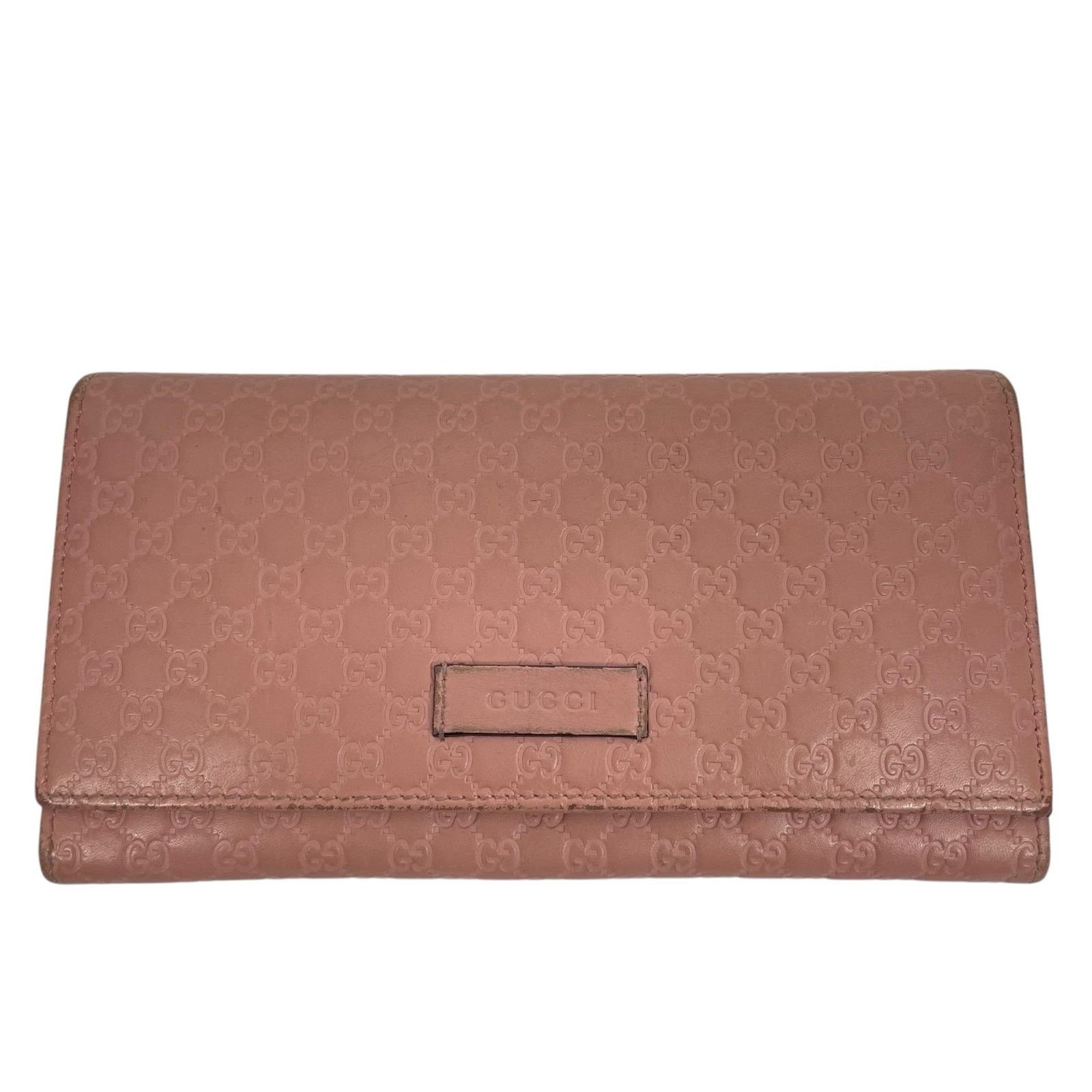 Gucci GUCCI Pink Microguccissim Leather Long Bifold Wallet GG Logo Size ONE SIZE - 1 Thumbnail