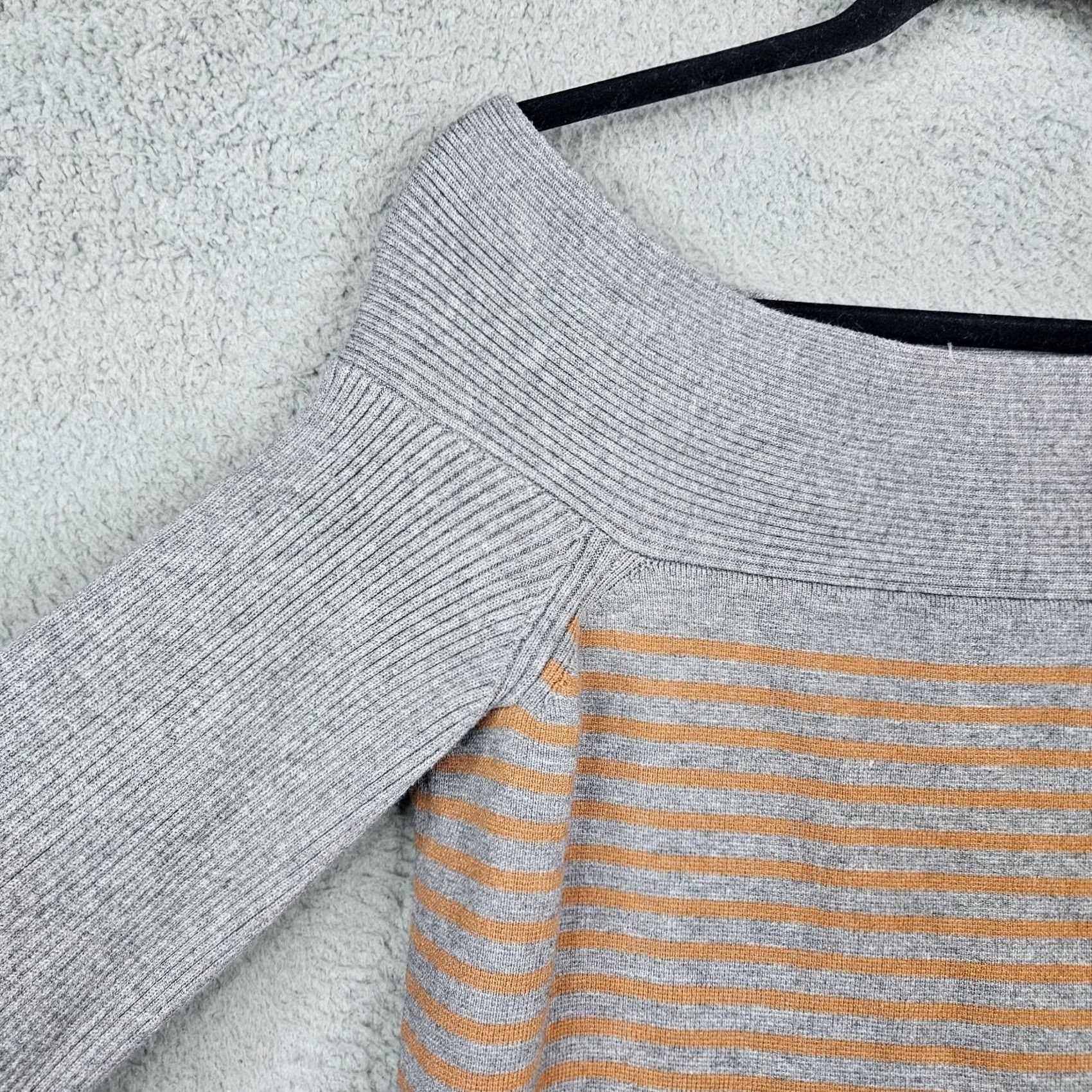 Anthropologie Anthropologie Women’s Off Shoulder Gray Stripes Sweater Cardigan L Adult Regular Size Gray Striped Knit Shirt 90s Modern Mens Womens Girls Size L / US 10 / IT 46 - 5 Thumbnail