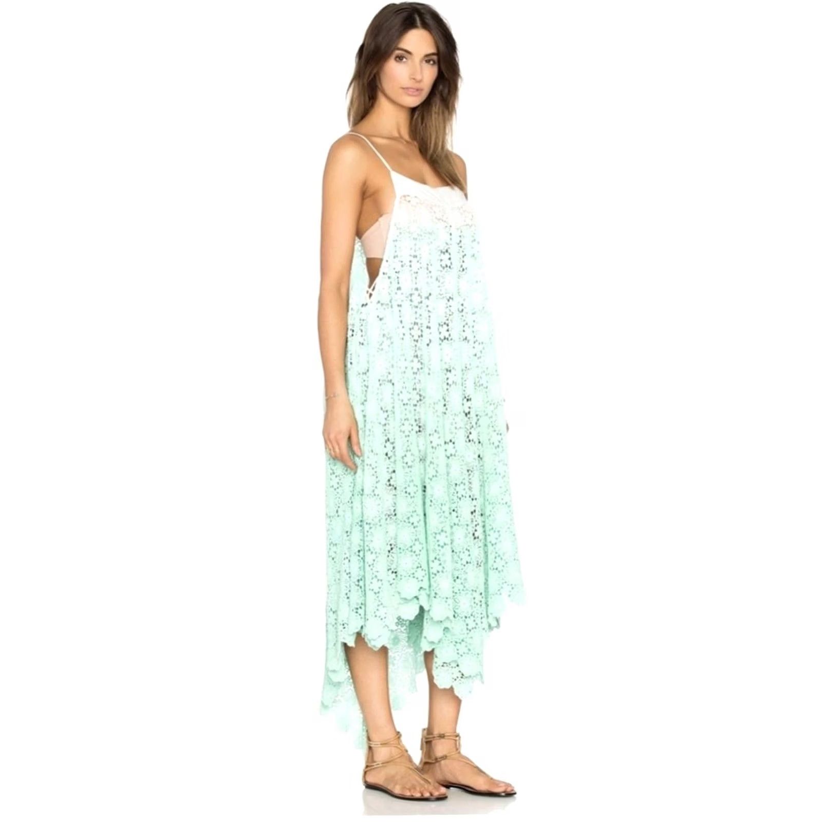Vintage 6 Shore Road By Pooja Southbay Lace Cover Up Green Crochet Beach Womens Small Size ONE SIZE - 2 Thumbnail