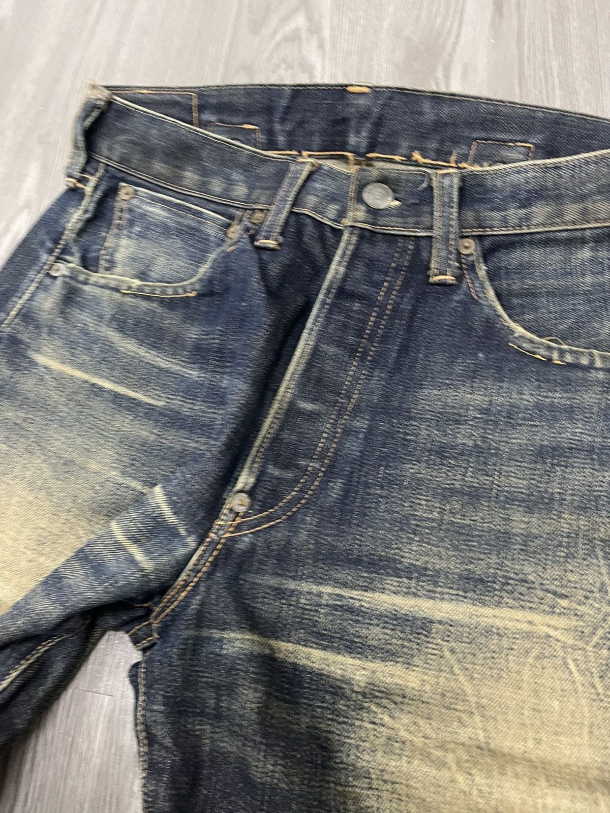 Levi's Vintage Clothing Levi’s 501xx Big E Buckle Back Selvedges distressed denim Size US 29 - 11 Thumbnail