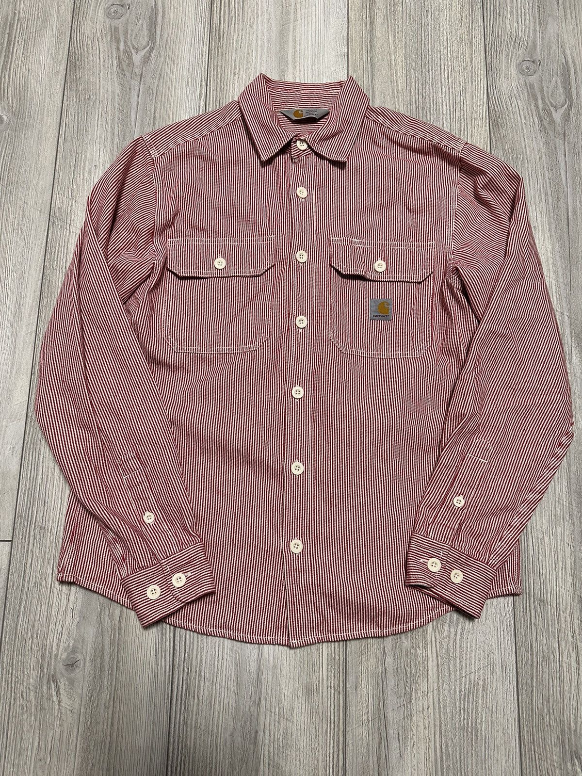 Carhartt Carhartt Logo Red Striped Flannel Harbor Shirt Size US M / EU 48-50 / 2 - 1 Thumbnail
