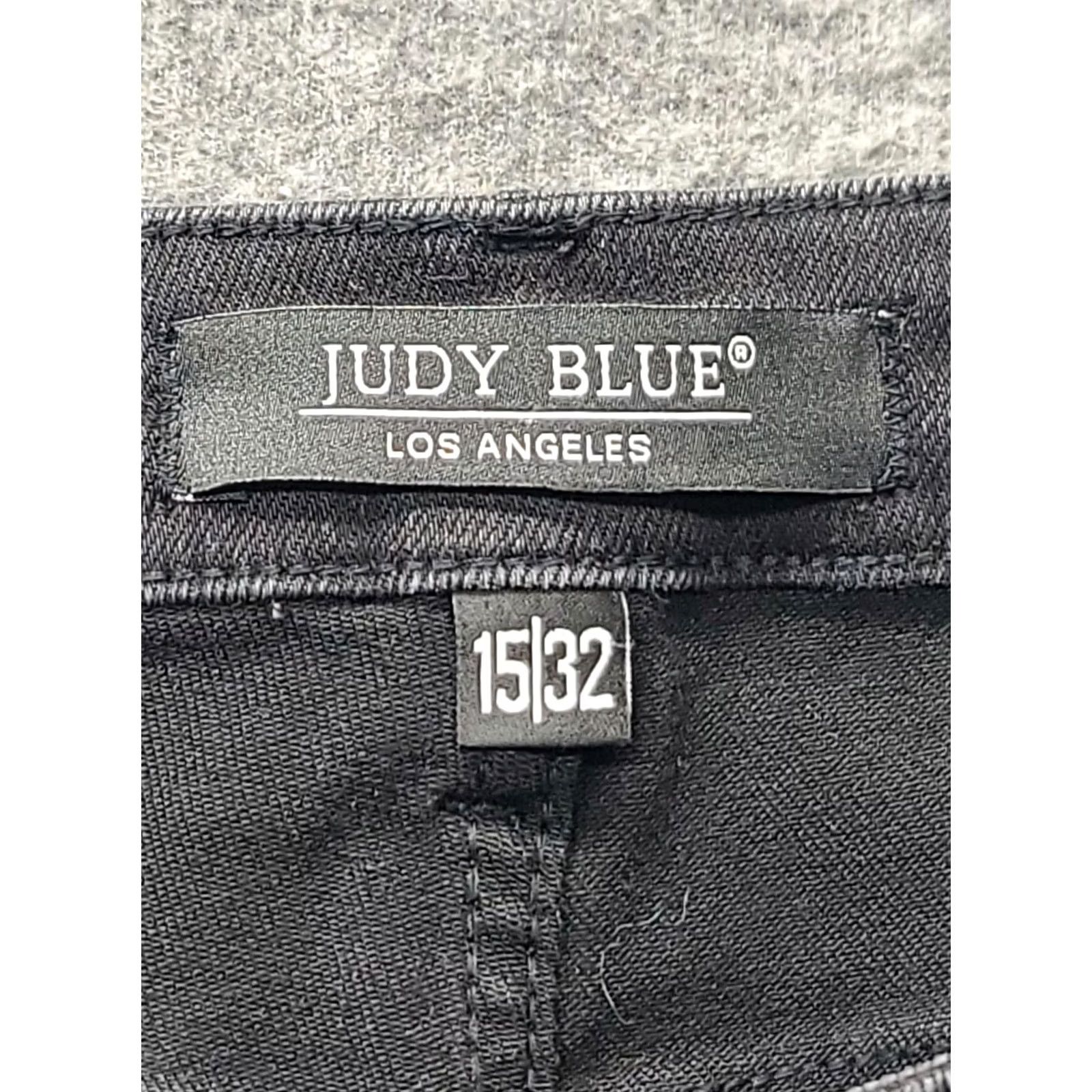 Vintage Judy Blue 90's Straight Jeans Women Black High Rise Distressed Denim 32 Inseam 15/32 Size 15 Regular Stretch Pockets Size 36" / US 14 / IT 50 - 3 Thumbnail