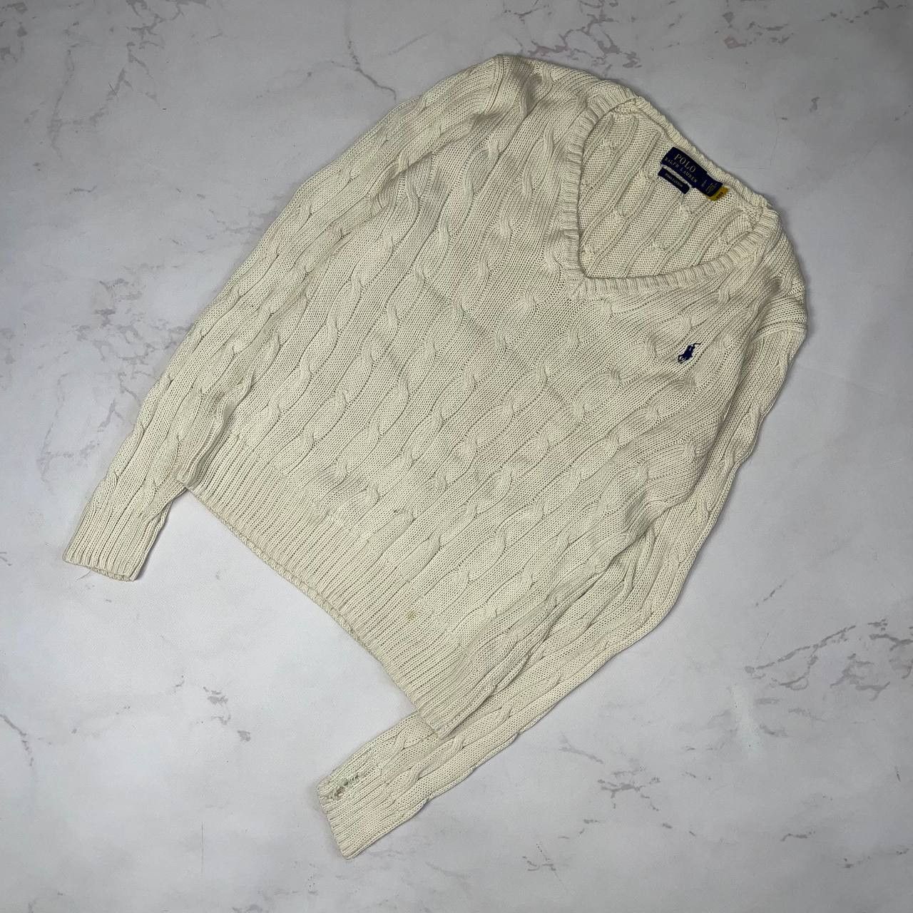 Polo Ralph Lauren Ralph Lauren Cream Cable Knit Wool Cashmere Sweater Sz S Size L / US 10 / IT 46 - 1 Thumbnail