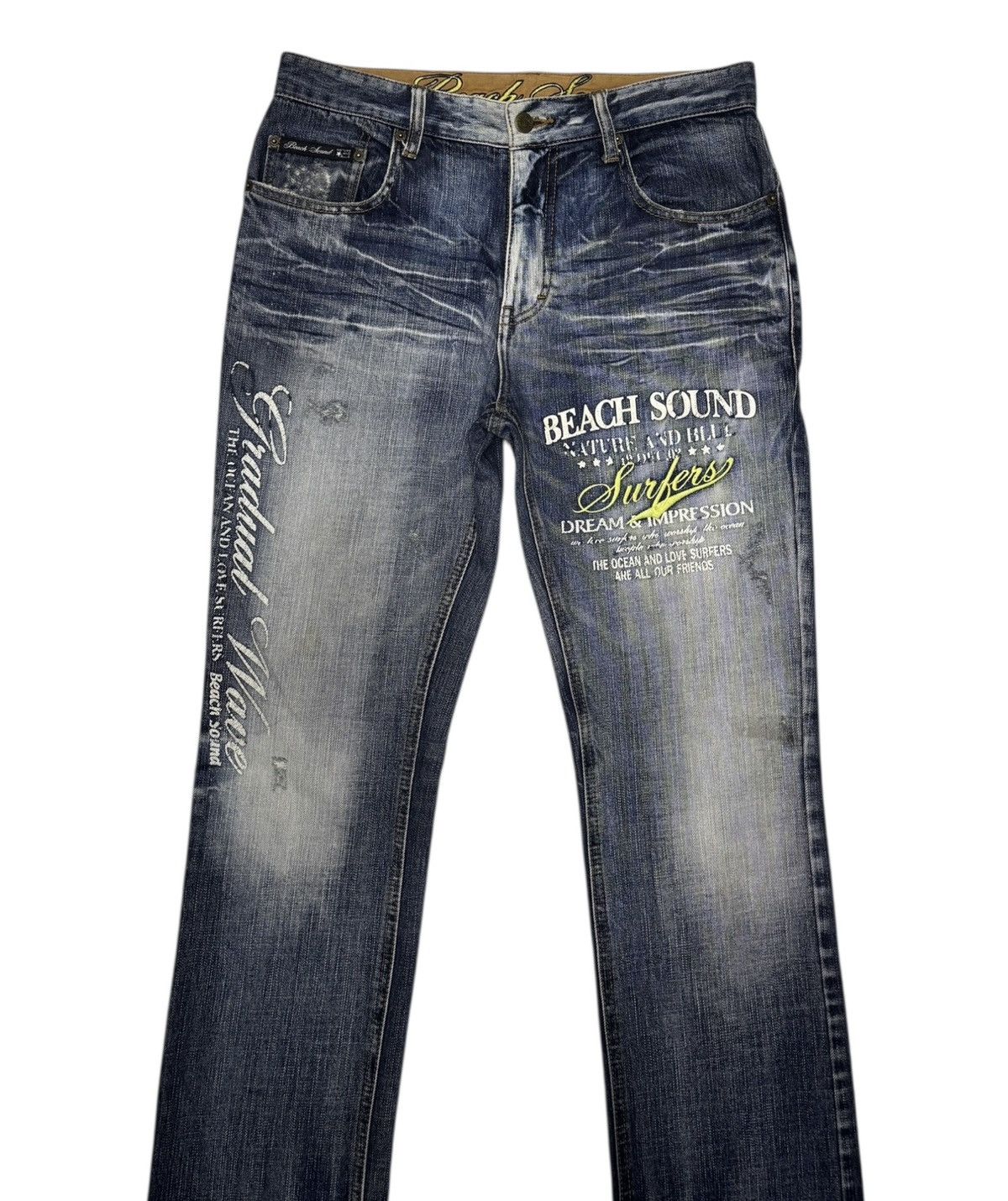 Hysteric Glamour × If Six Was Nine × Japanese Brand 🔥RARE BEACH SOUND DISTRESSED DENIM PANTS Size US 32 / EU 48 - 2 Thumbnail