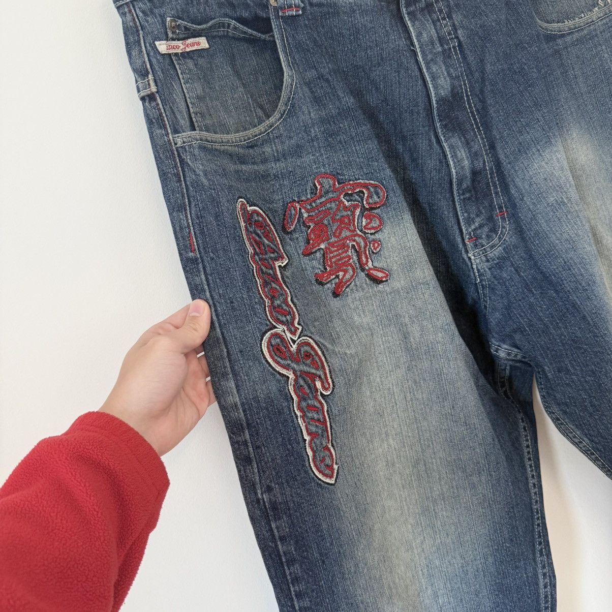 Vintage Vtg 2000s Paco Jeans Japanese Embroidered Faded Baggy Denim Size US 41 - 8 Thumbnail