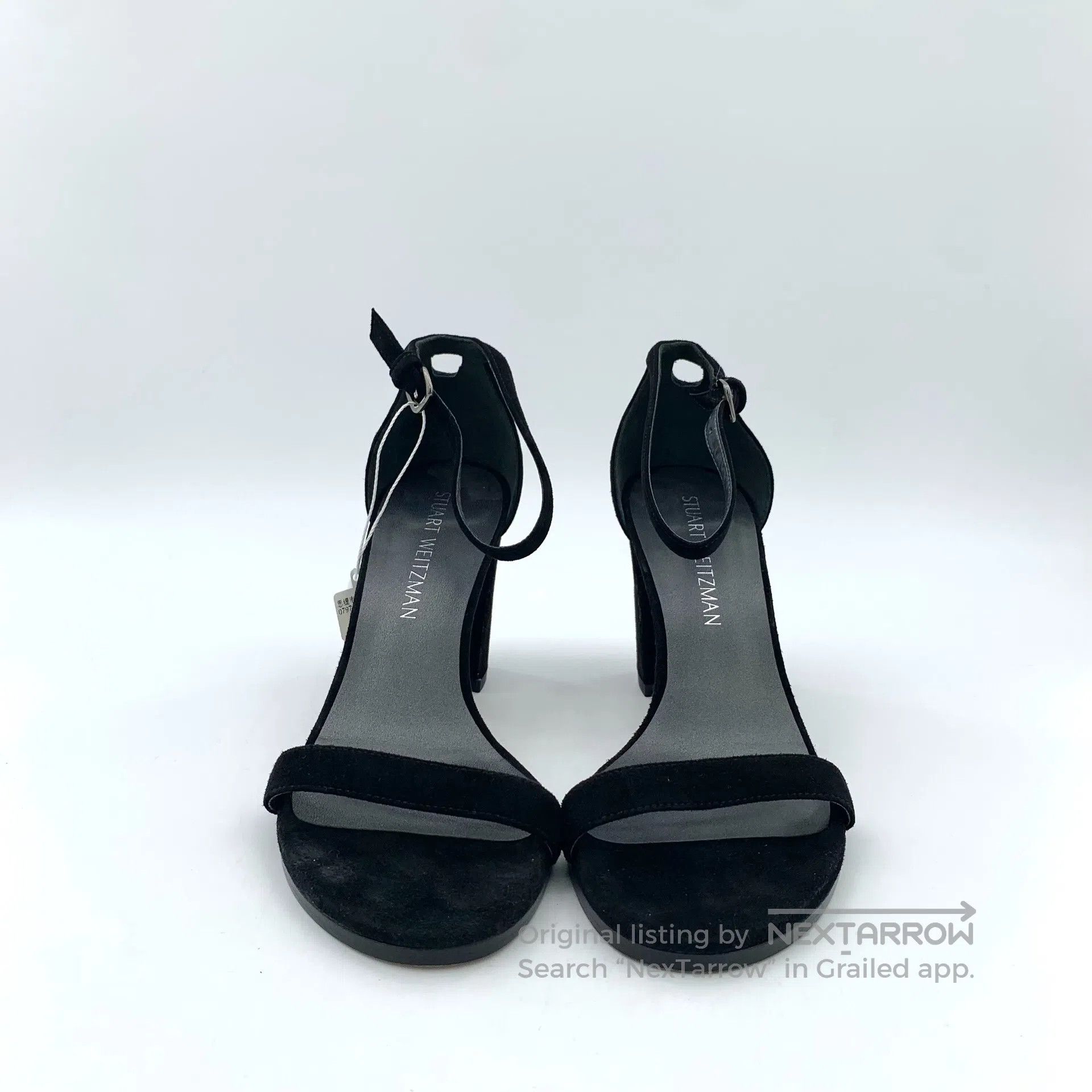 Swarovski SW Black One Strap Buckle Thick High Heel Sandals| Size US 7 / IT 37 - 3 Thumbnail