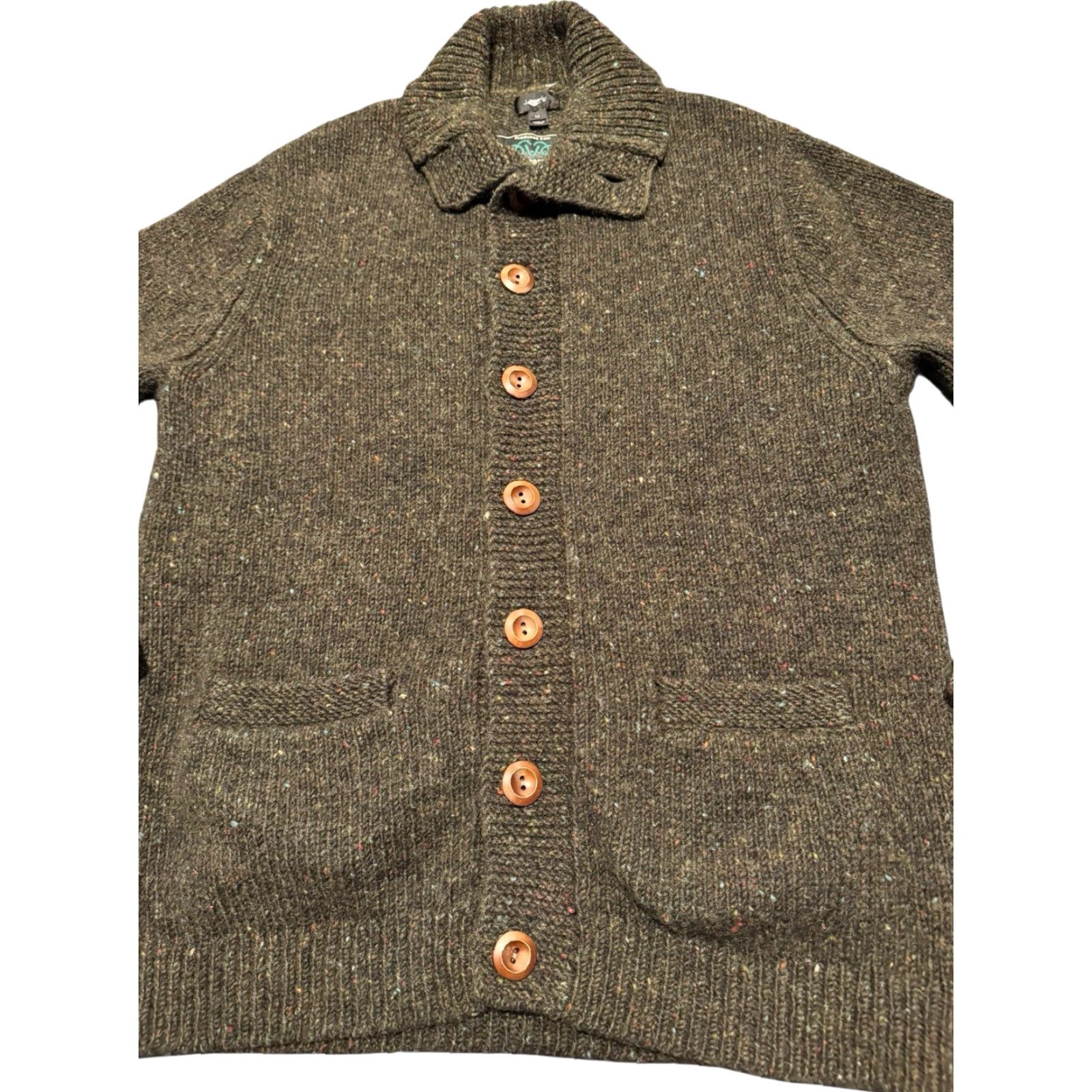 J.Crew J.CREW Kilcarra Donegal Wool Shawl Collar Cardigan Sweater Green Men’s Medium M Size M / US 6-8 / IT 42-44 - 4 Thumbnail