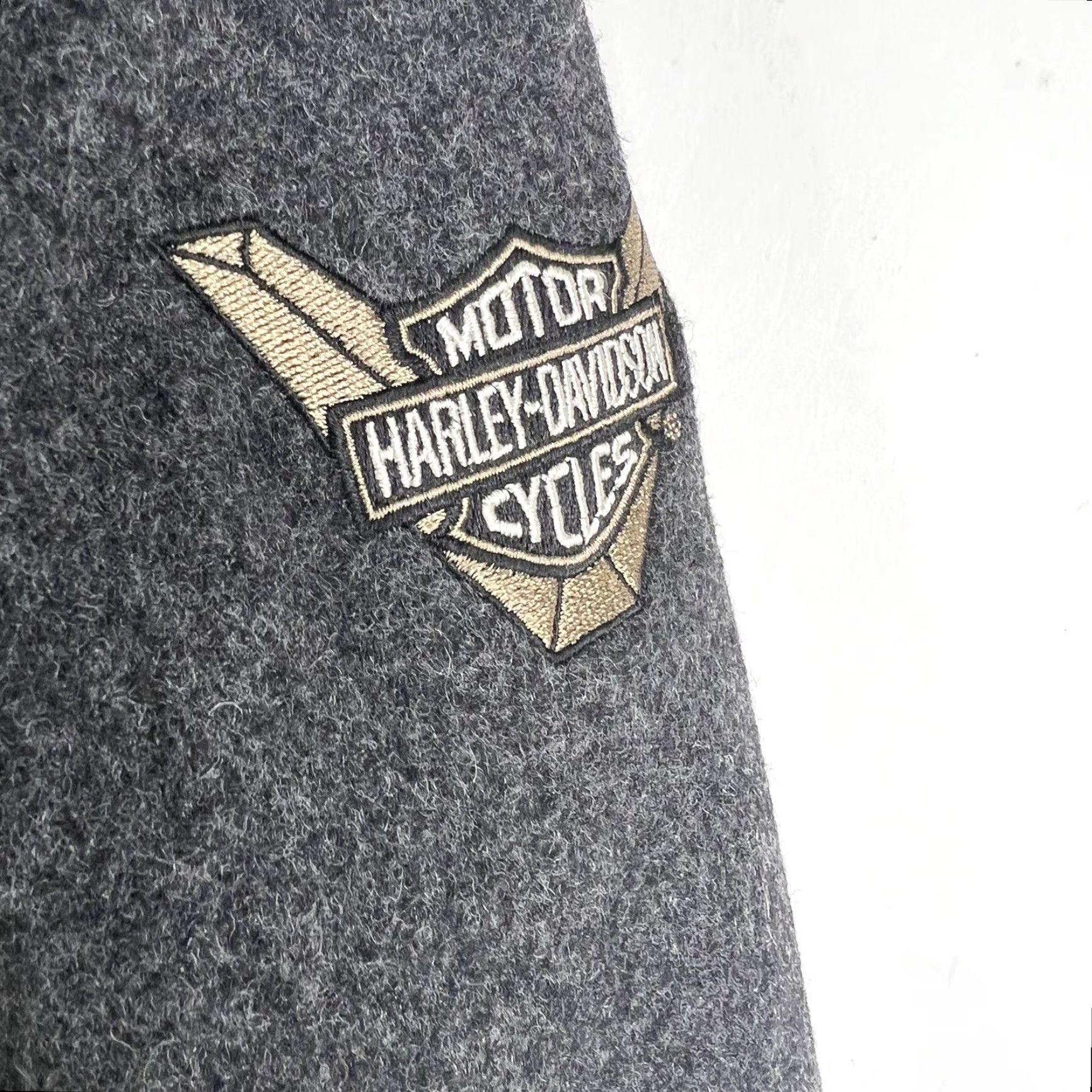 Harley Davidson Harley-Davidson Wool Blend Short Moto Jacket Womens Small Gray Quilt Lining Borderless? Size 28" / US 6 / IT 42 - 3 Thumbnail