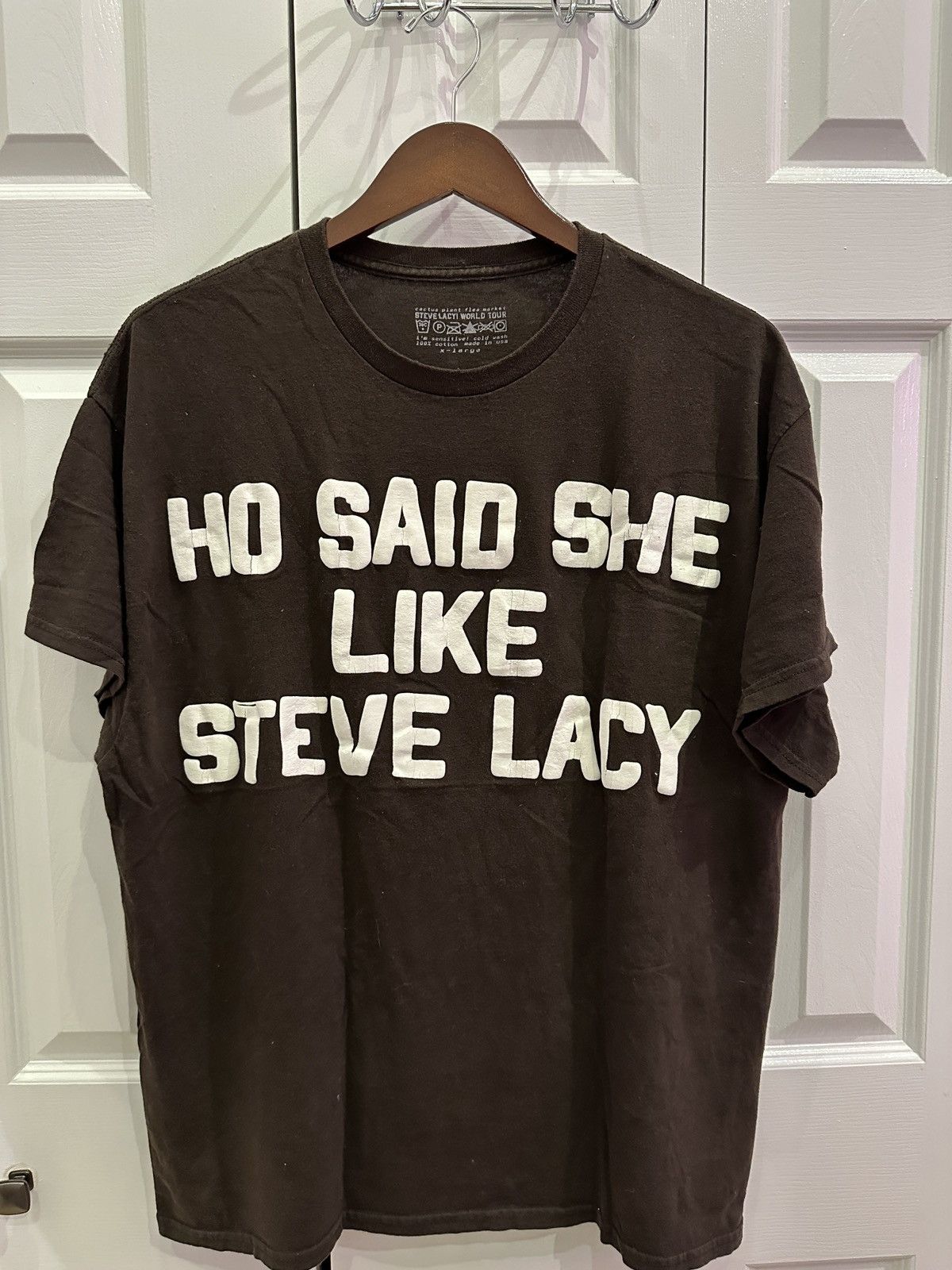 image of Steve Lacy X Cpfm ‘Ho Said She Like Steve Lacy’ Tee in Brown/White, Men's (Size XL)