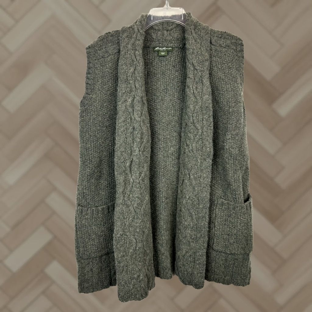 Eddie Bauer Eddie Bauer Cardigan Sweater Vest Womens L Green Cable Knit Open Capsule Minimal Size L / US 10 / IT 46 - 1 Thumbnail