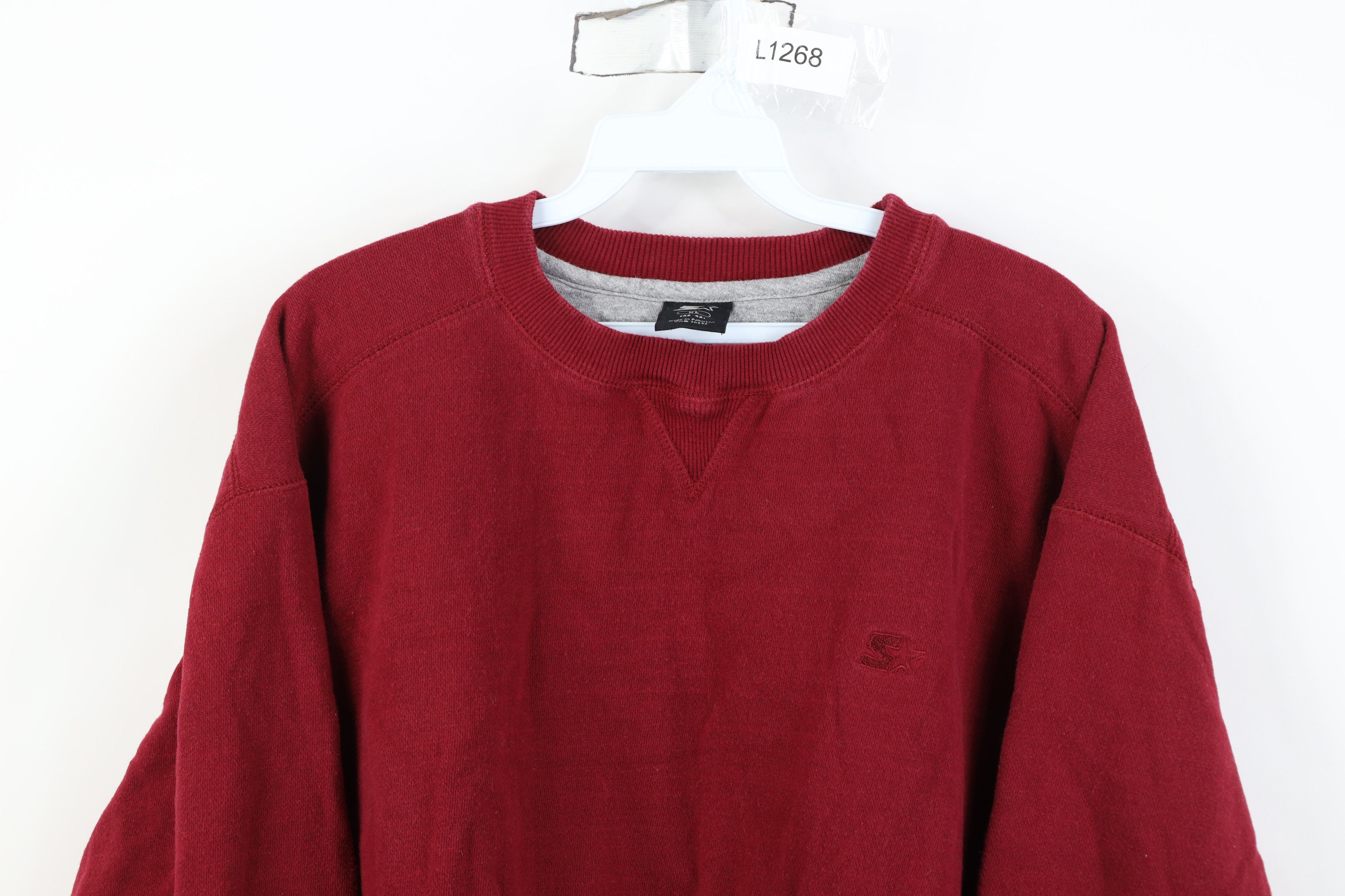 Starter Vintage 90s Starter Blank Monochrome Crewneck Sweatshirt Red Size US XL / EU 56 / 4 - 2 Thumbnail