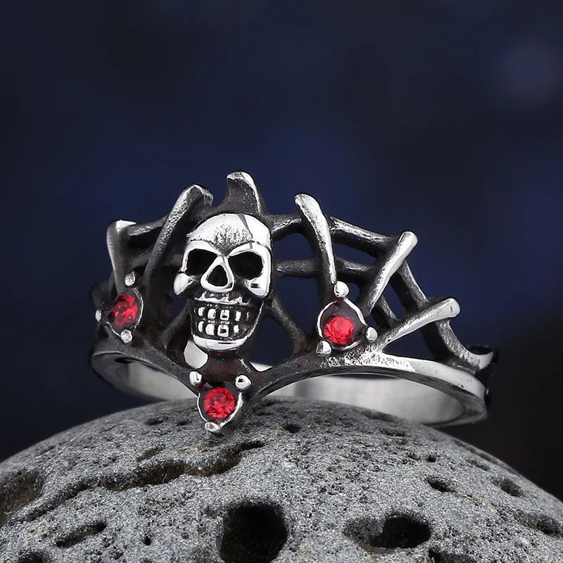 Jewelry × Vintage Skull With Red Stone Ring Size ONE SIZE - 2 Thumbnail