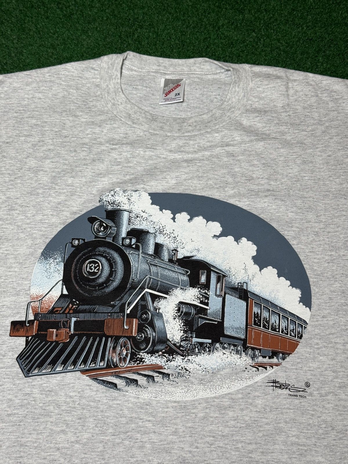 Jerzees Vintage All Aboard Dinor Lake City Train 90s XXL T Shirt Size US XXL / EU 58 / 5 - 2 Thumbnail