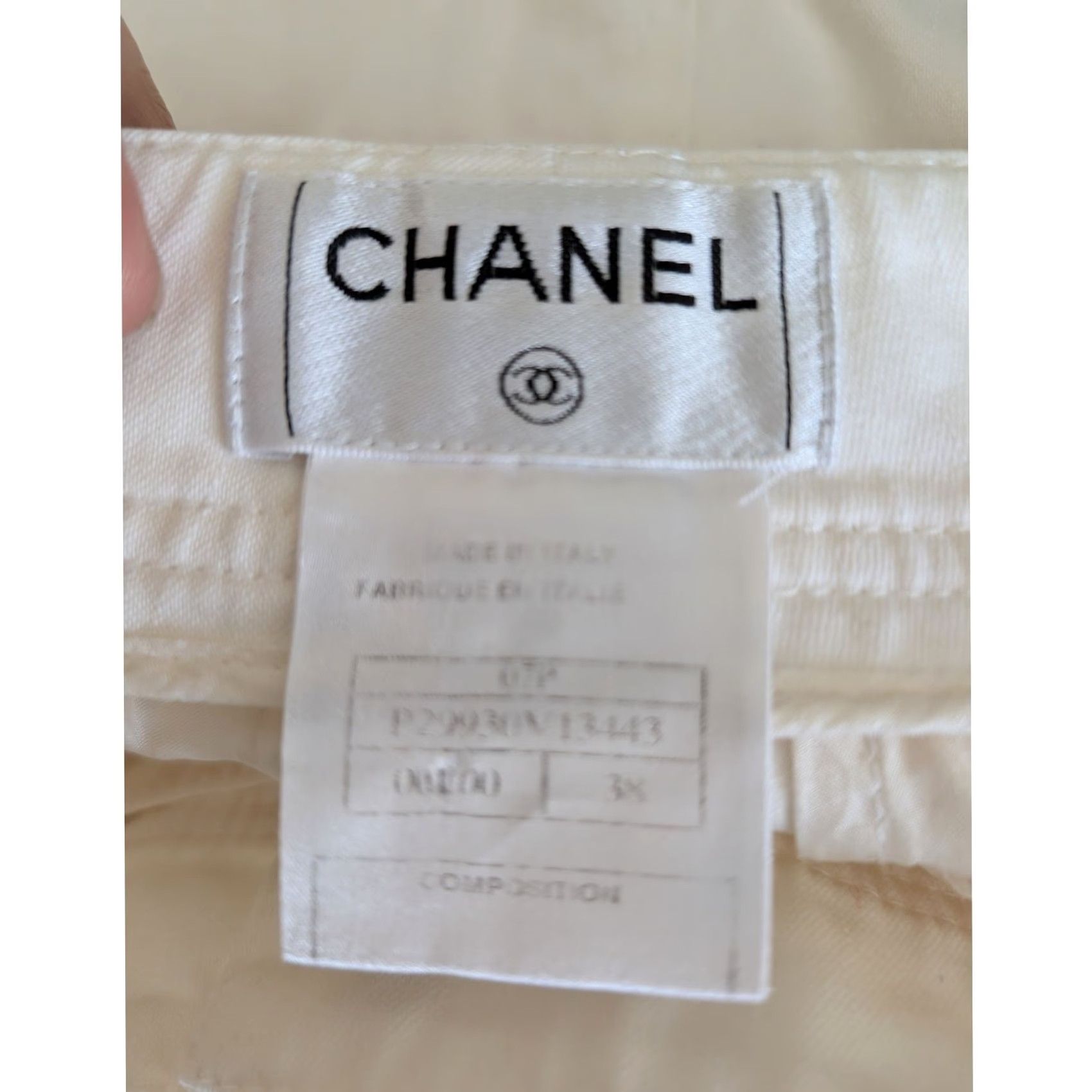 Chanel CHANEL White Cotton Wide Leg Trouser Flared High Rise Pants 38 Italy Women Regular Size 38 Womens Size 26" / US 2 / IT 38 - 3 Thumbnail