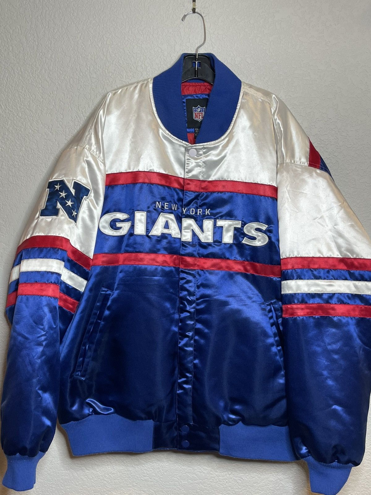 NFL NY Giants Bomber Polyester Jacket w Large Logo Sz 4XL Size US XXL / EU 58 / 5 - 3 Thumbnail