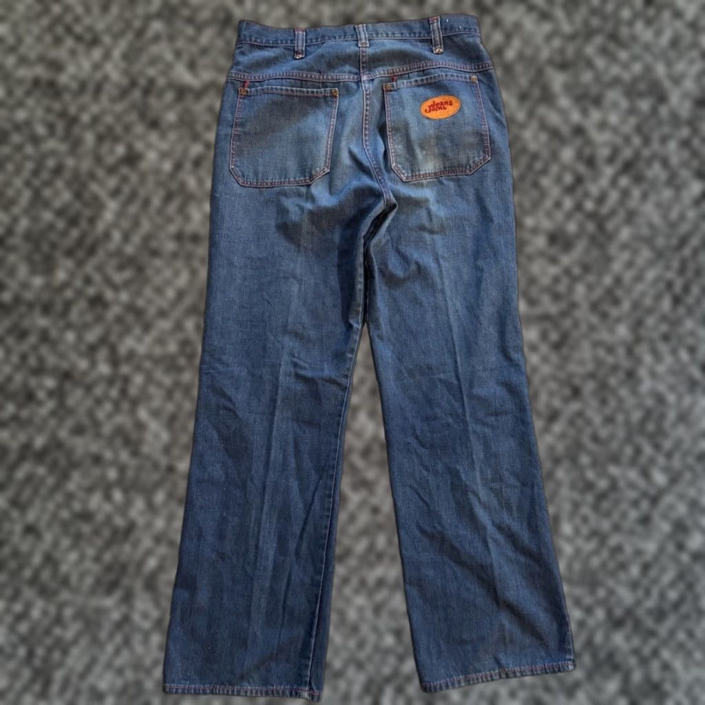 Sears VINTAGE Sears Jeans Joint Perma Prest Blue Jeans Men’s 32 Regular 1960s 31.5in Inseam Red Stitching Denim Mens Vintage 60s Look Hippy Pants Size US 32 / EU 48 - 1 Thumbnail