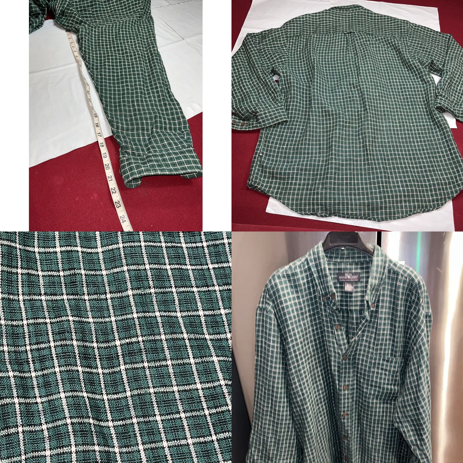 Vintage VINTAGE Moose Creek Button-Up Shirt Linen Checkered Plaid Green White Long Sleeve XL Men Size US XL / EU 56 / 4 - 9 Thumbnail