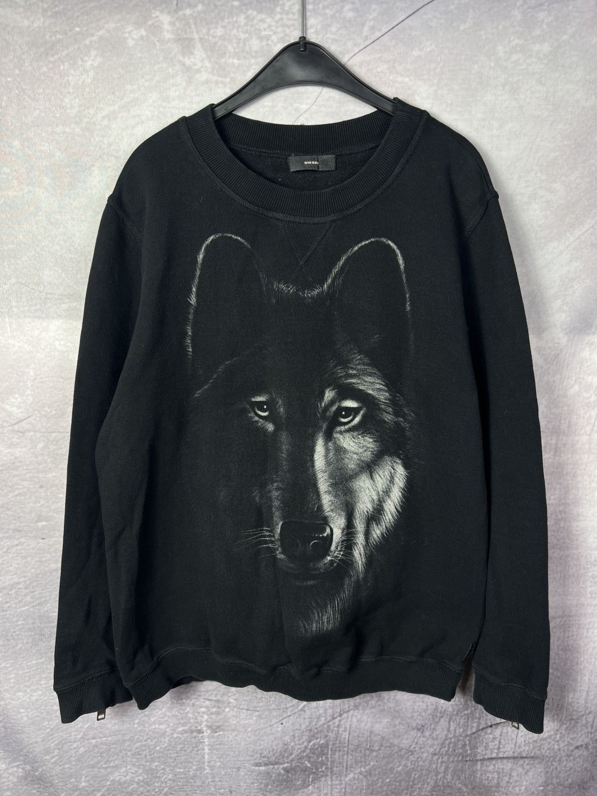 Diesel Diesel Graphic Wolf Print Zip-Sleeves Crewneck Sweatshirt Y2K Grunge Size US L / EU 52-54 / 3 - 1 Thumbnail