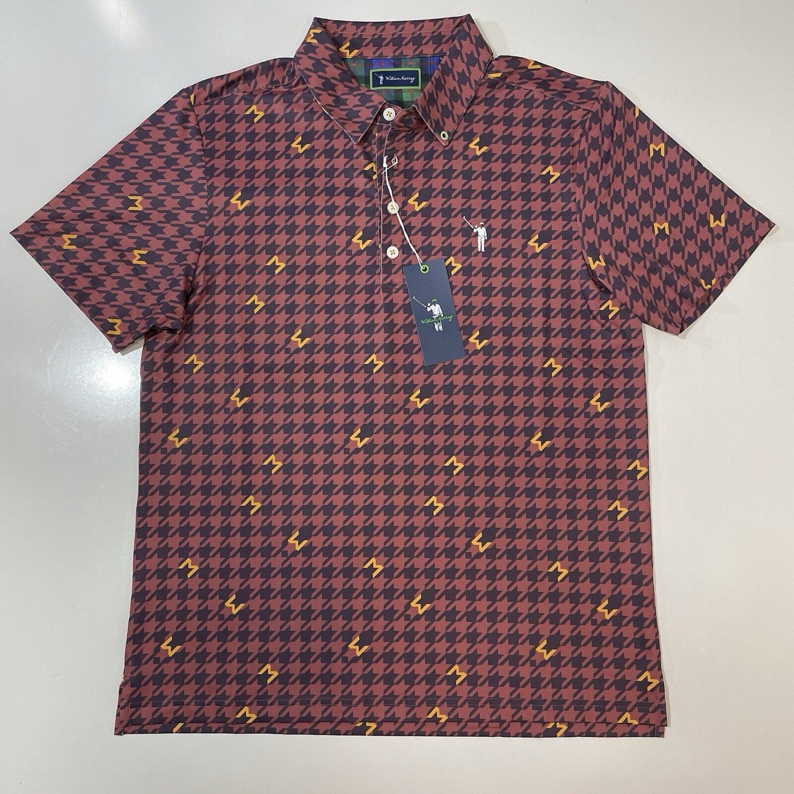 Polo Ralph Lauren NEW William Murray Golf Polo Shirt Mens Medium Houndstooth Size US M / EU 48-50 / 2 - 1 Thumbnail