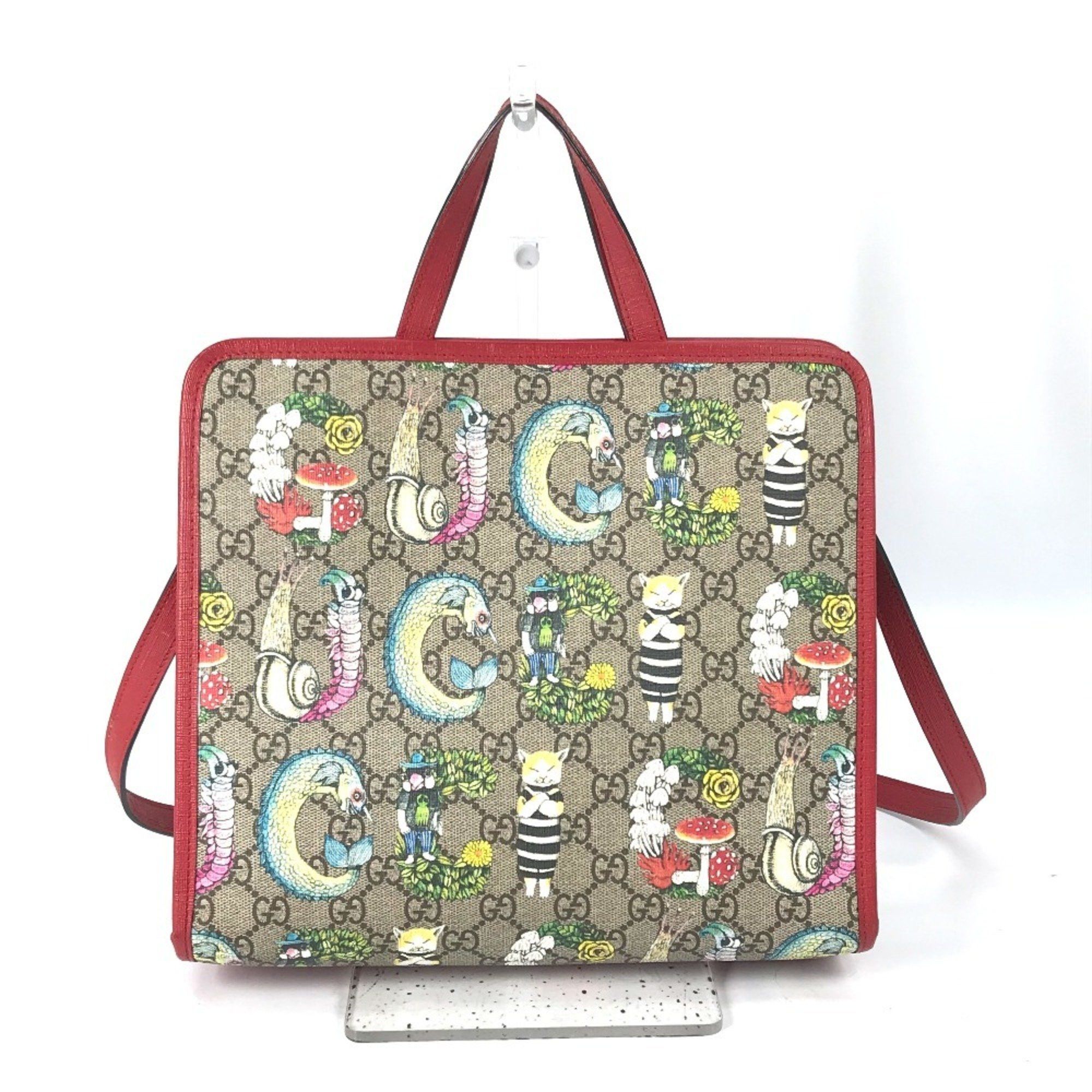 GUCCI 612992 GG Yuko Higuchi Children's Cat 2-Way Shoulder/Handbag in Supreme Canvas Beige
