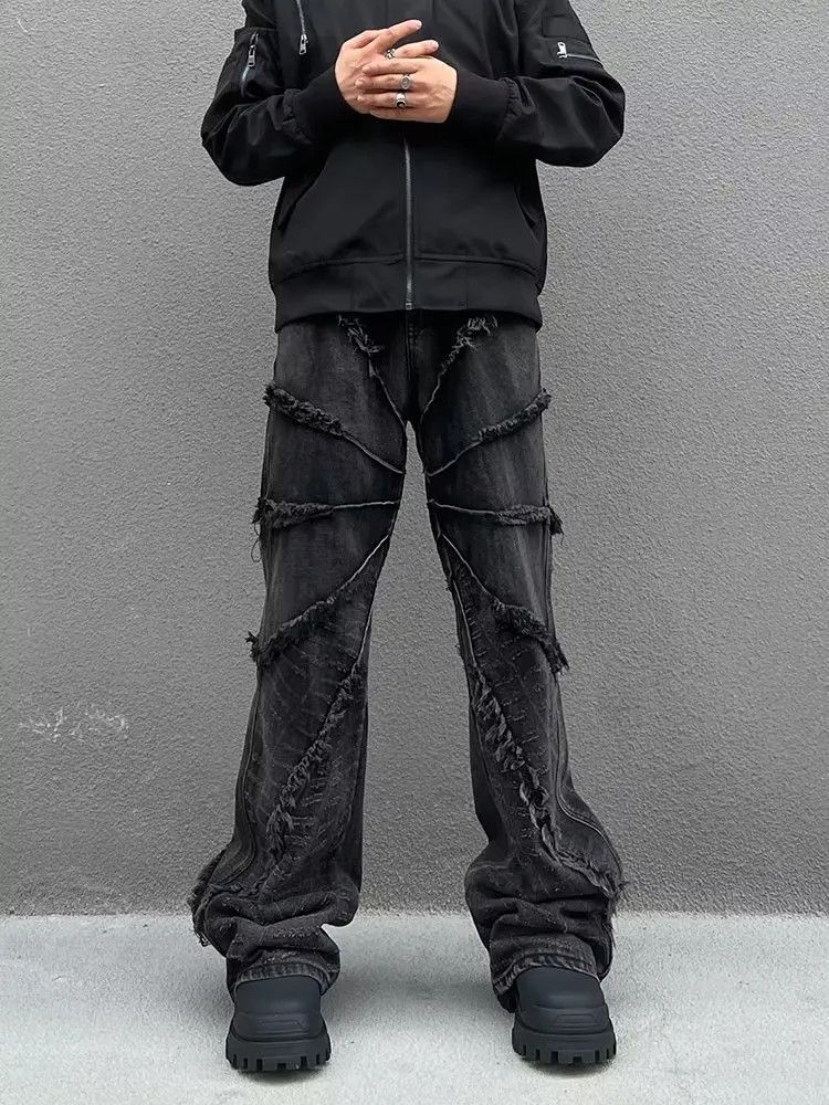 Designer × Japanese Brand Washed Black Baggy Stacked Jeans Size US 33 - 1 Thumbnail