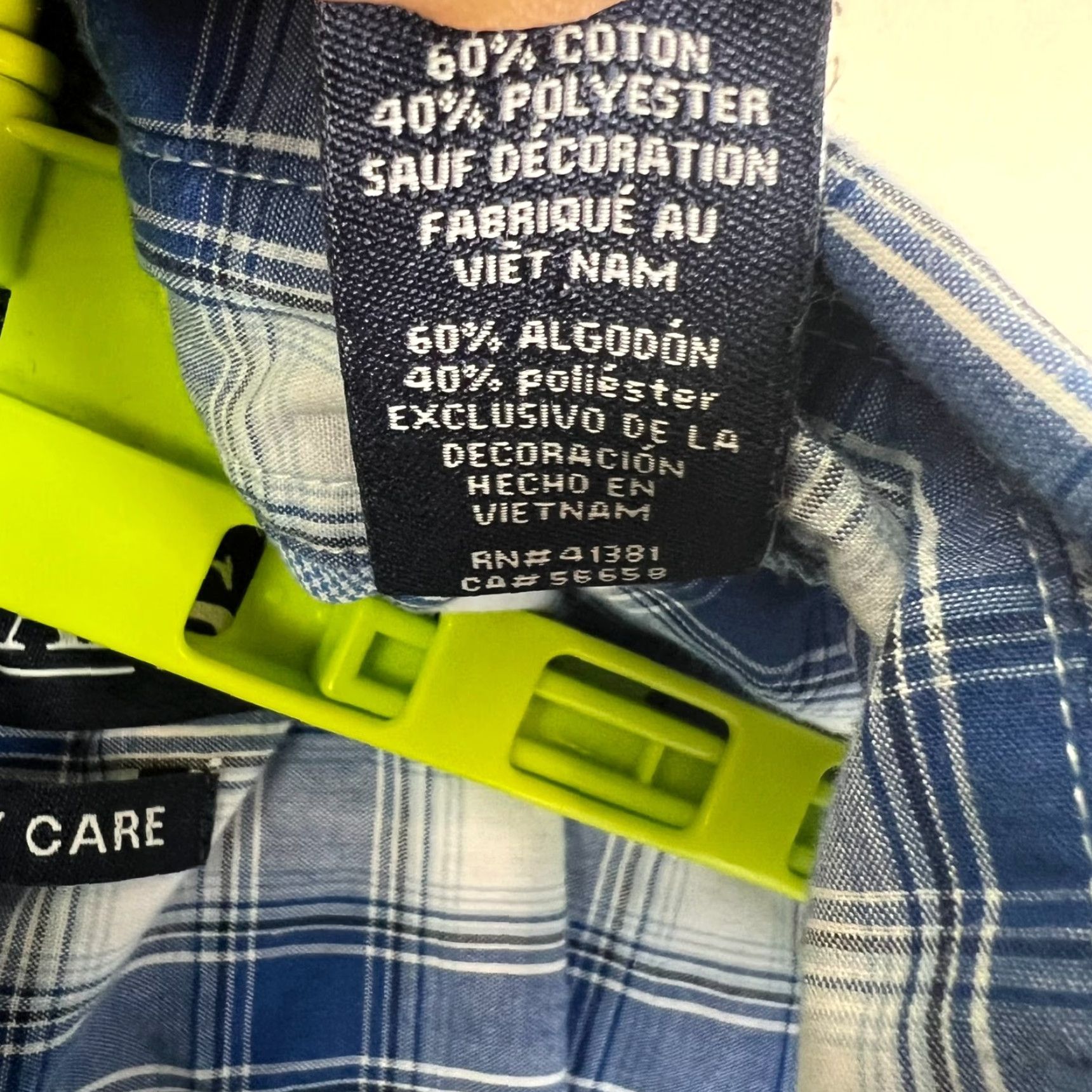 Chaps Chaps Shirt Button-Up Short Sleeve Blue/White Check Easy Care Mens L Size US L / EU 52-54 / 3 - 6 Thumbnail