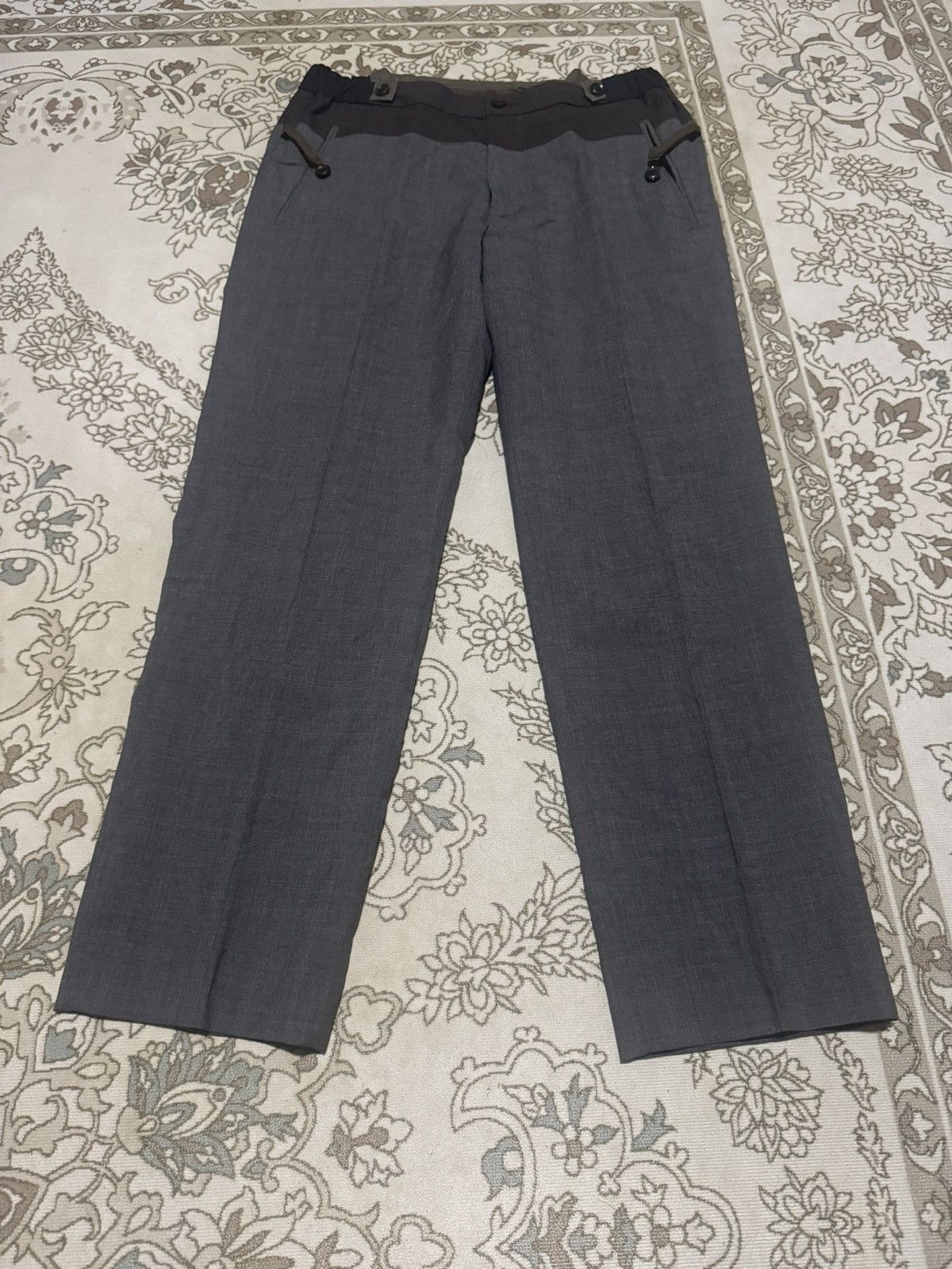 Kolor × Sacai 🇯🇵 Vtg Kolor Two Tone Resemble Formal Grey Slack Pant Size US 34 / EU 50 - 2 Thumbnail