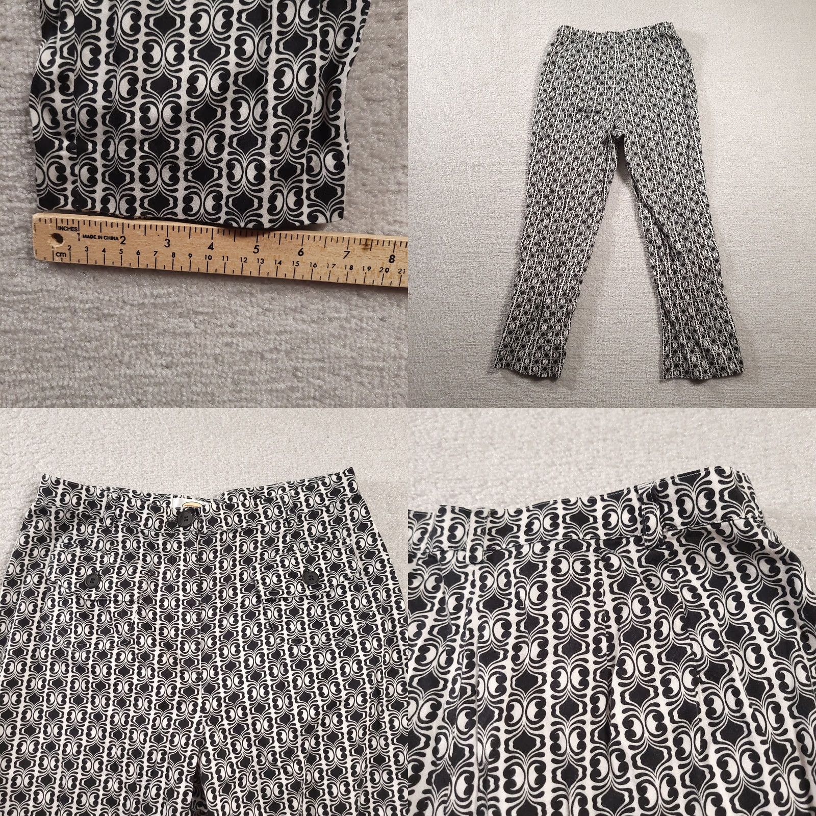 Talbots Talbots Womens 8 Petite Pants Black White Geometric Stretch Button Front Pockets Size 30" / US 8 / IT 44 - 8 Thumbnail