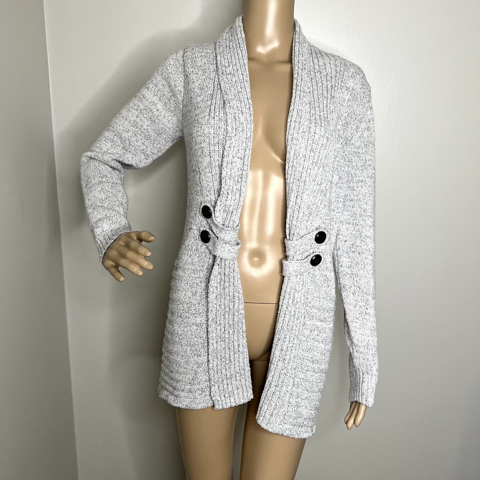 Other AB Studio Gray Open Front Knit Cardigan Sweater Size S / US 4 / IT 40 - 1 Thumbnail