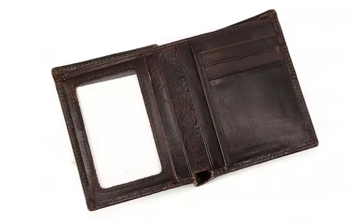 Vintage High Quality Leather Short Wallet 3D Dragon Card Wallet Size ONE SIZE - 6 Thumbnail