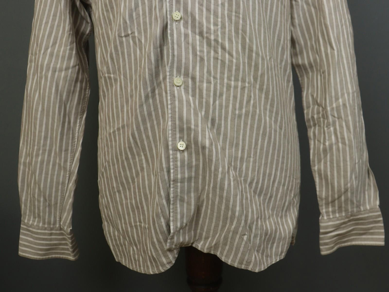 Ermenegildo Zegna Zegna Brown Striped Chest Pocket Button Down Shirt Size L Size US L / EU 52-54 / 3 - 3 Thumbnail
