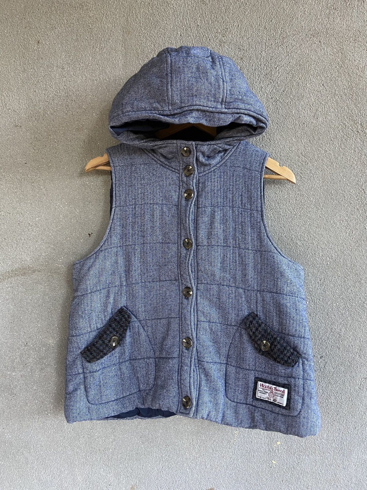 Harris Tweed × Japanese Brand Harris Tweed natural Palette puffer vest hoodie Size US S / EU 44-46 / 1 - 1 Thumbnail