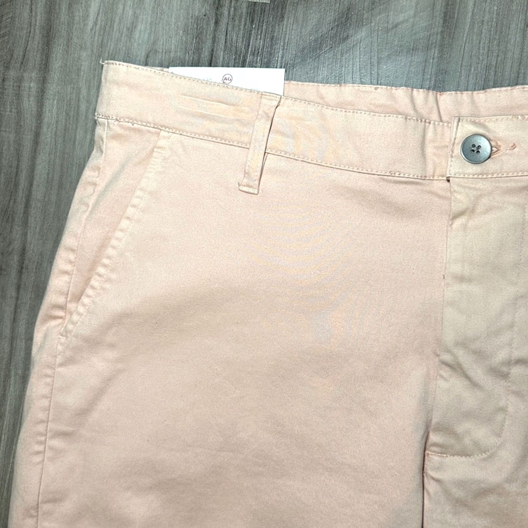 Vintage VINTAGE AG Adriano Goldschmied The Wanderer Slim Pink Chino Trouser Shorts Mens 33 Regular Pink 8in 35in 10in NR19 Size US 33 - 4 Thumbnail