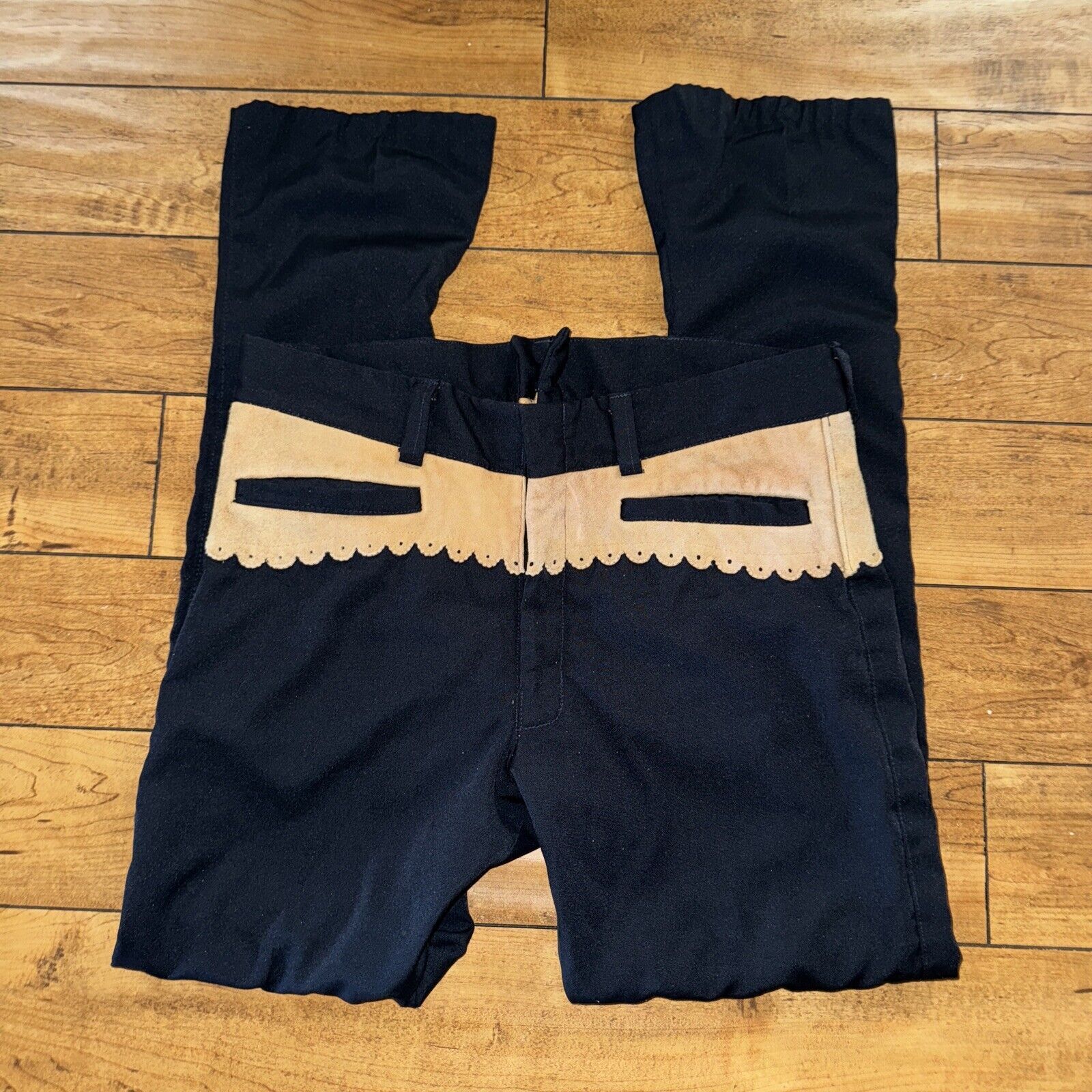 Japanese Brand × Vintage × Western Mountaineering Vintage Western Style Cow Hyde Leather Navy Pant 36x33 Size US 36 / EU 52 - 4 Thumbnail