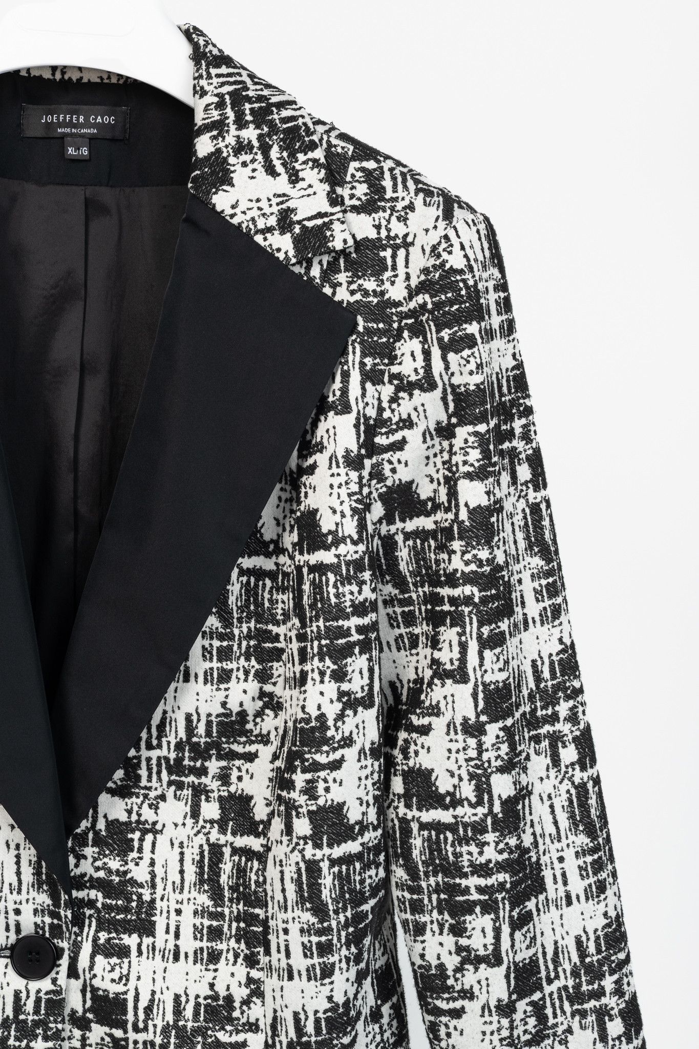 Other Joeffer Caoc White & Black Jacquard Contrast-Lapel Blazer Size XL / US 12-14 / IT 48-50 - 5 Thumbnail