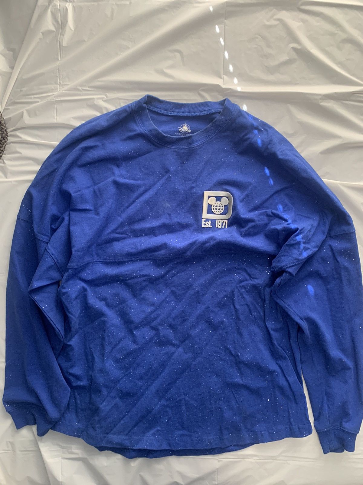 image of Very 1970S Disney World Glitter Spirit Jersey in Blue, Men's (Size Large)
