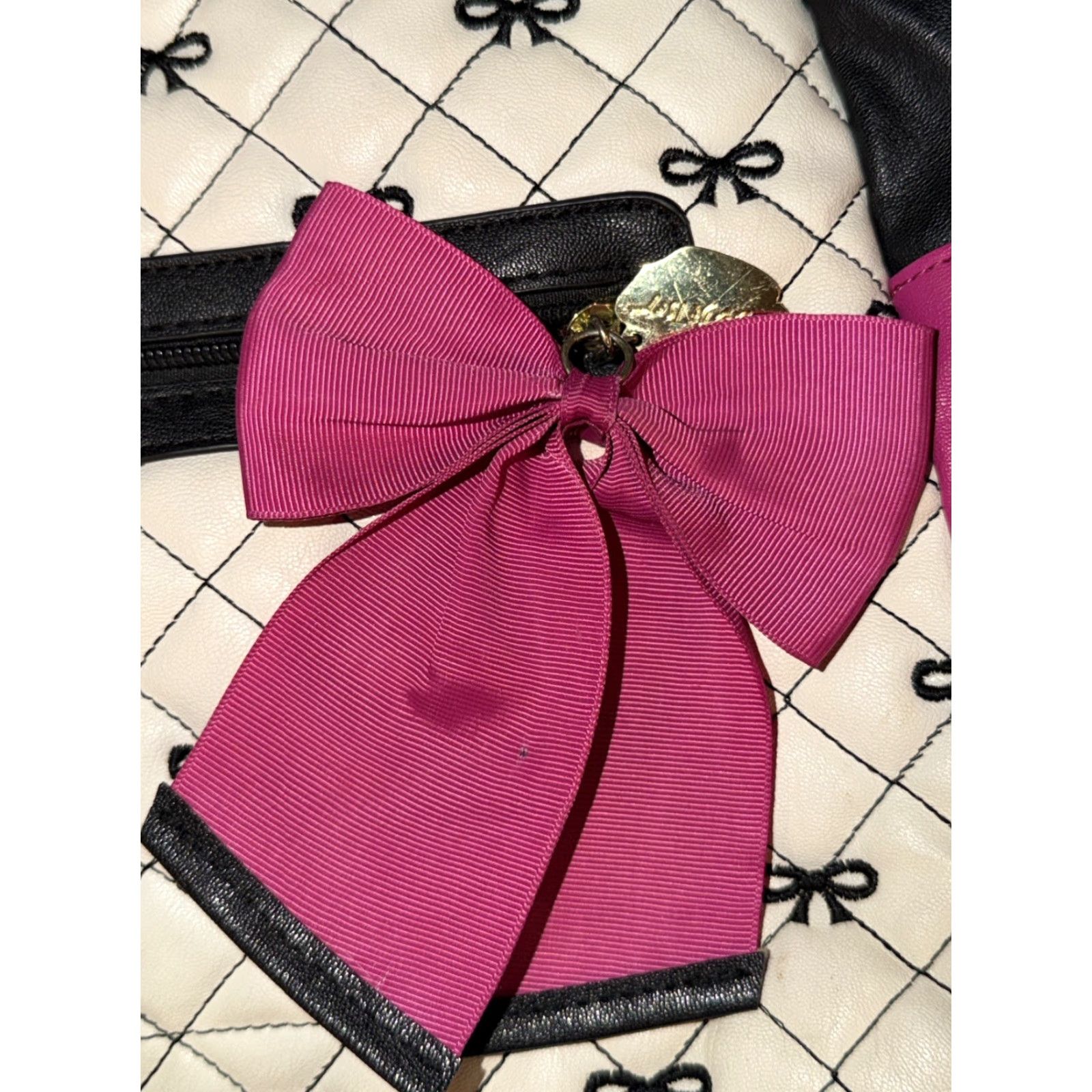 Betsey Johnson Betsey Johnson Backpack Women Medium Pink Quilted Bow Gold Buckle Bag Size ONE SIZE - 3 Thumbnail
